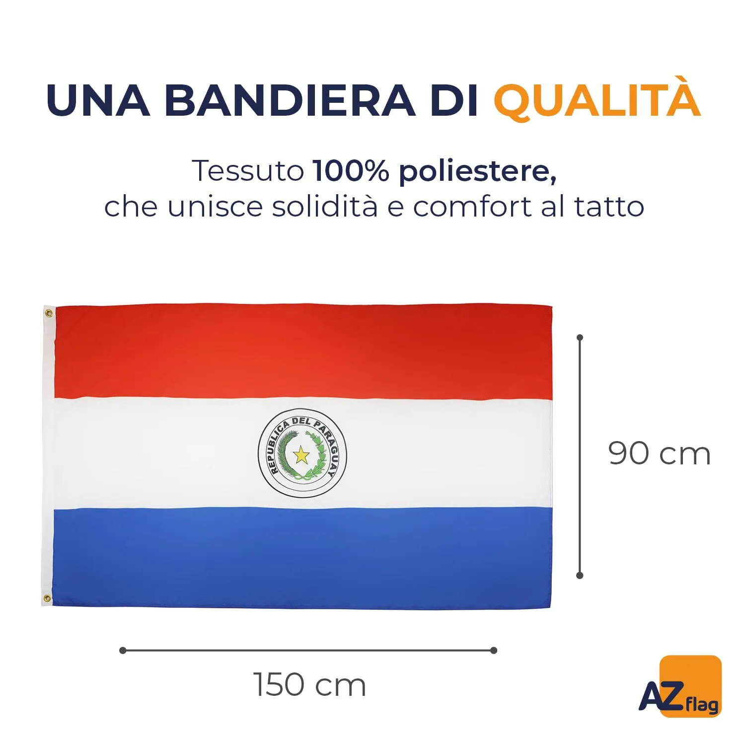 AZ FLAG Bandiera Paraguay 150x90 cm Poliestere 100D con Occhielli - immagine 2