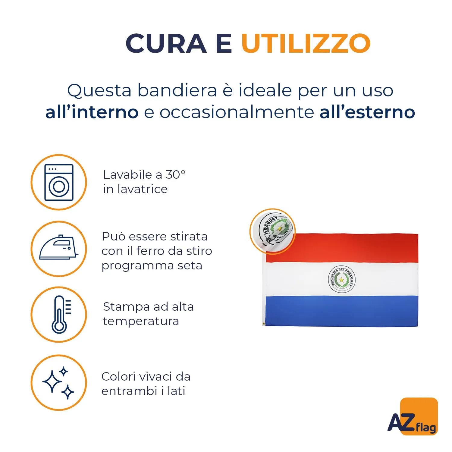 AZ FLAG Bandiera Paraguay 150x90 cm Poliestere 100D con Occhielli - immagine 5