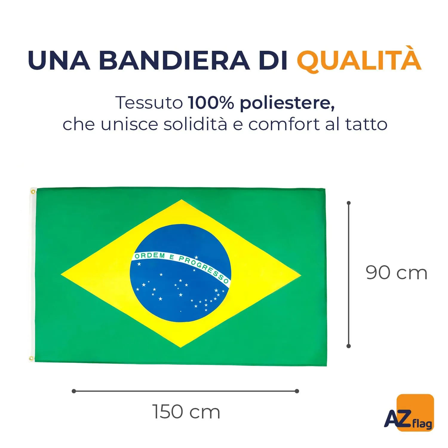 AZ FLAG Bandiera Brasile 150x90 cm Poliestere 100D con Occhielli - immagine 2