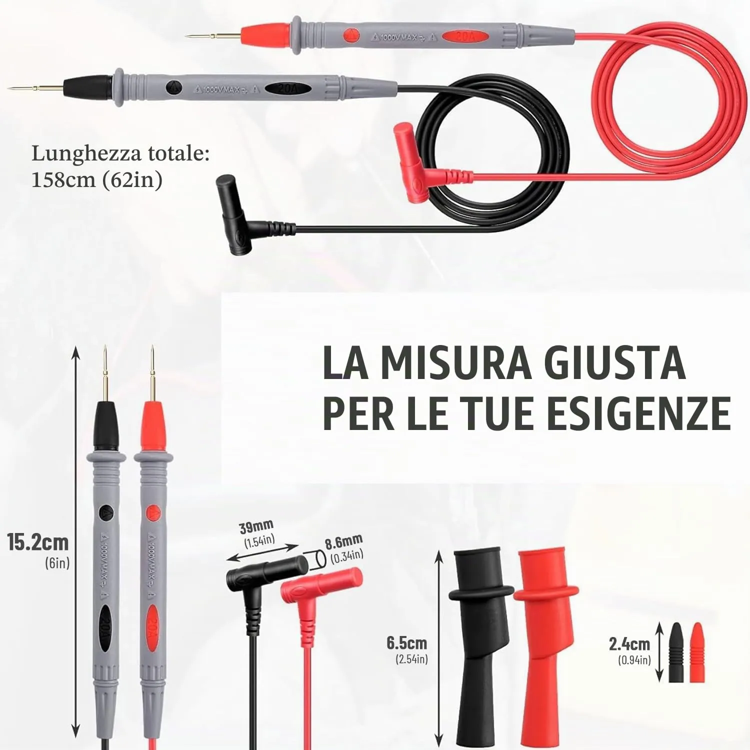 ULTRICS Puntali Multimetro 1000V 10A in Silicone Universali - immagine 5