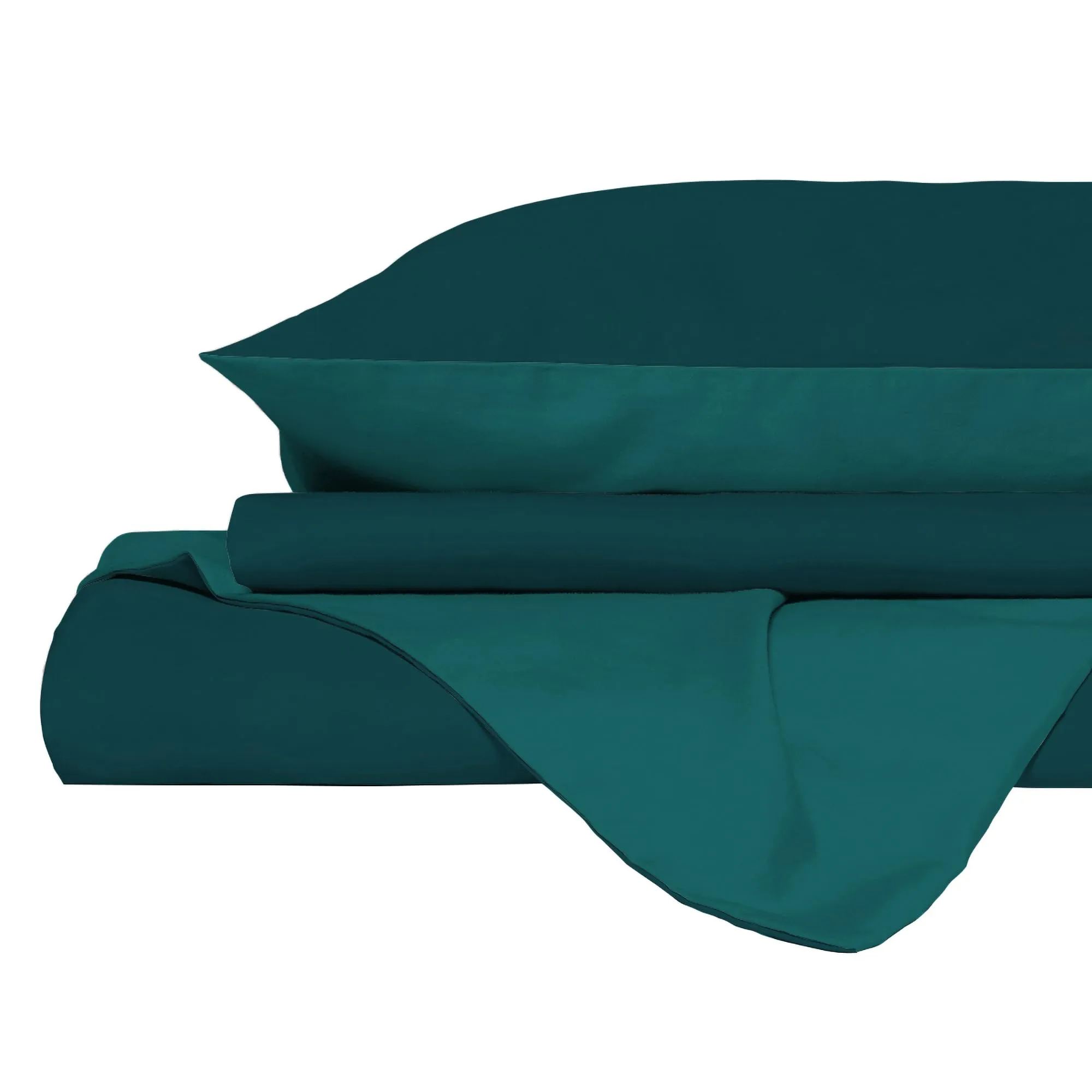 Italian Bed Linen Set Copripiumino 100% Cotone, Matrimoniale, 250x200 cm, Verde Petrolio/Verde Bottiglia - immagine 9