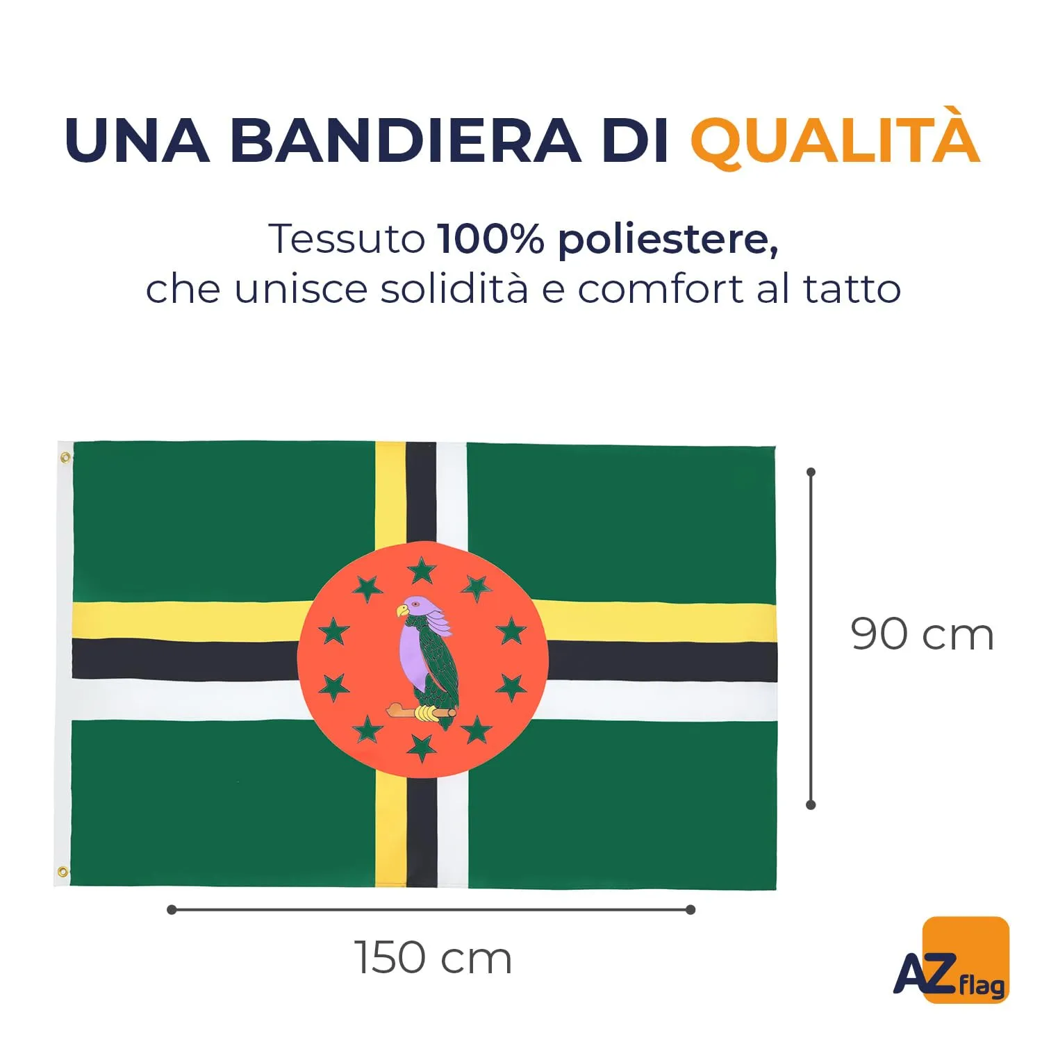 AZ FLAG Bandiera Dominica 150x90 cm Poliestere 100D con 2 Occhielli - immagine 2
