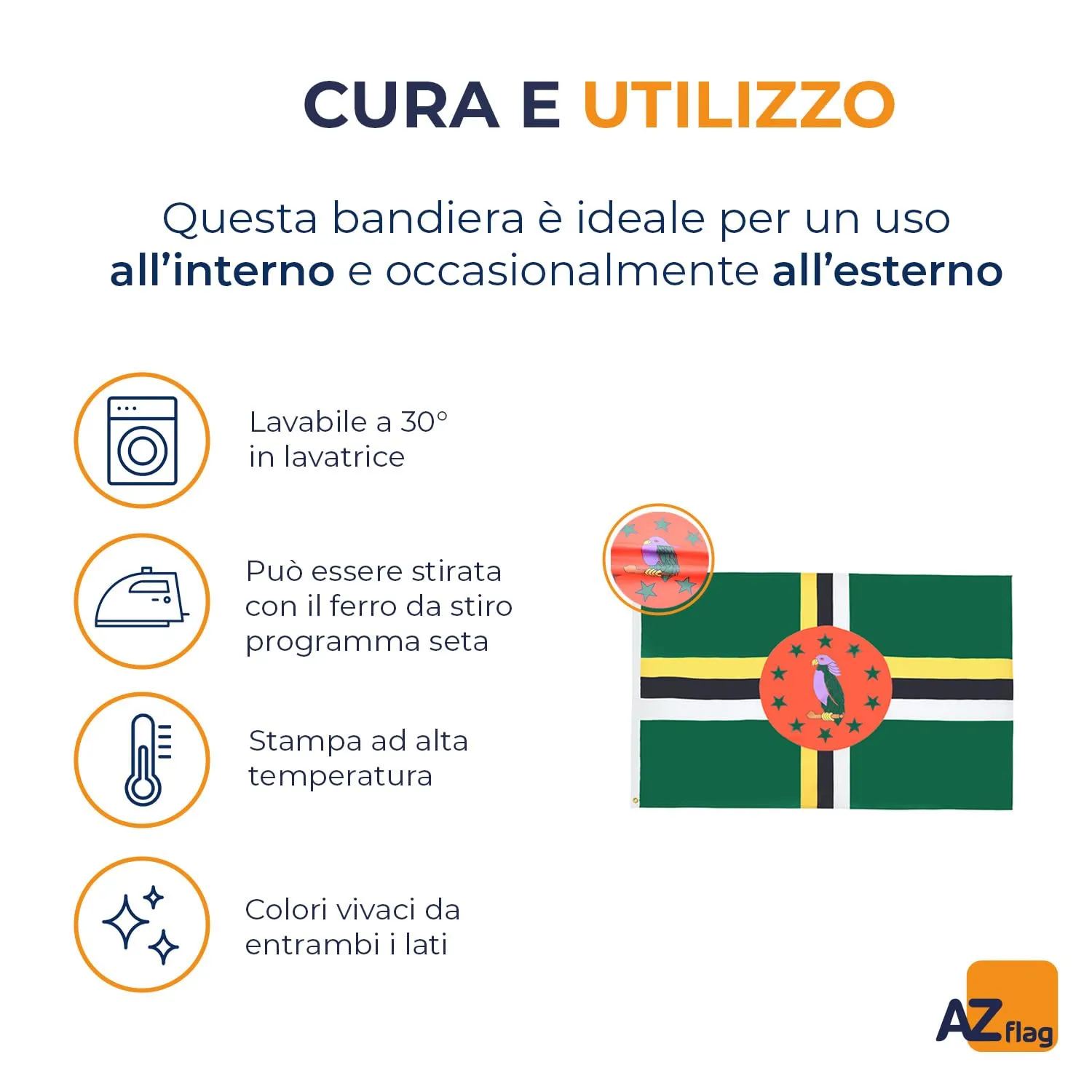 AZ FLAG Bandiera Dominica 150x90 cm Poliestere 100D con 2 Occhielli - immagine 5