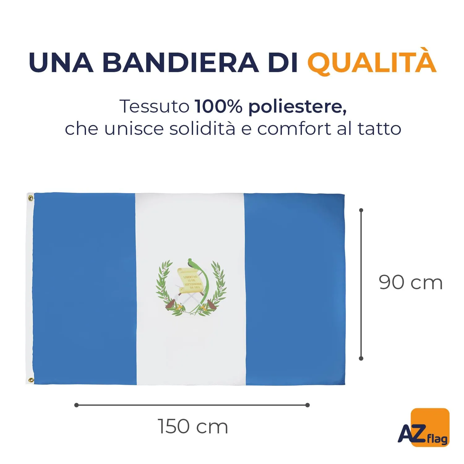 AZ FLAG Bandiera Guatemala, 150x90 cm, Poliestere 100D, 2 Occhielli - immagine 2