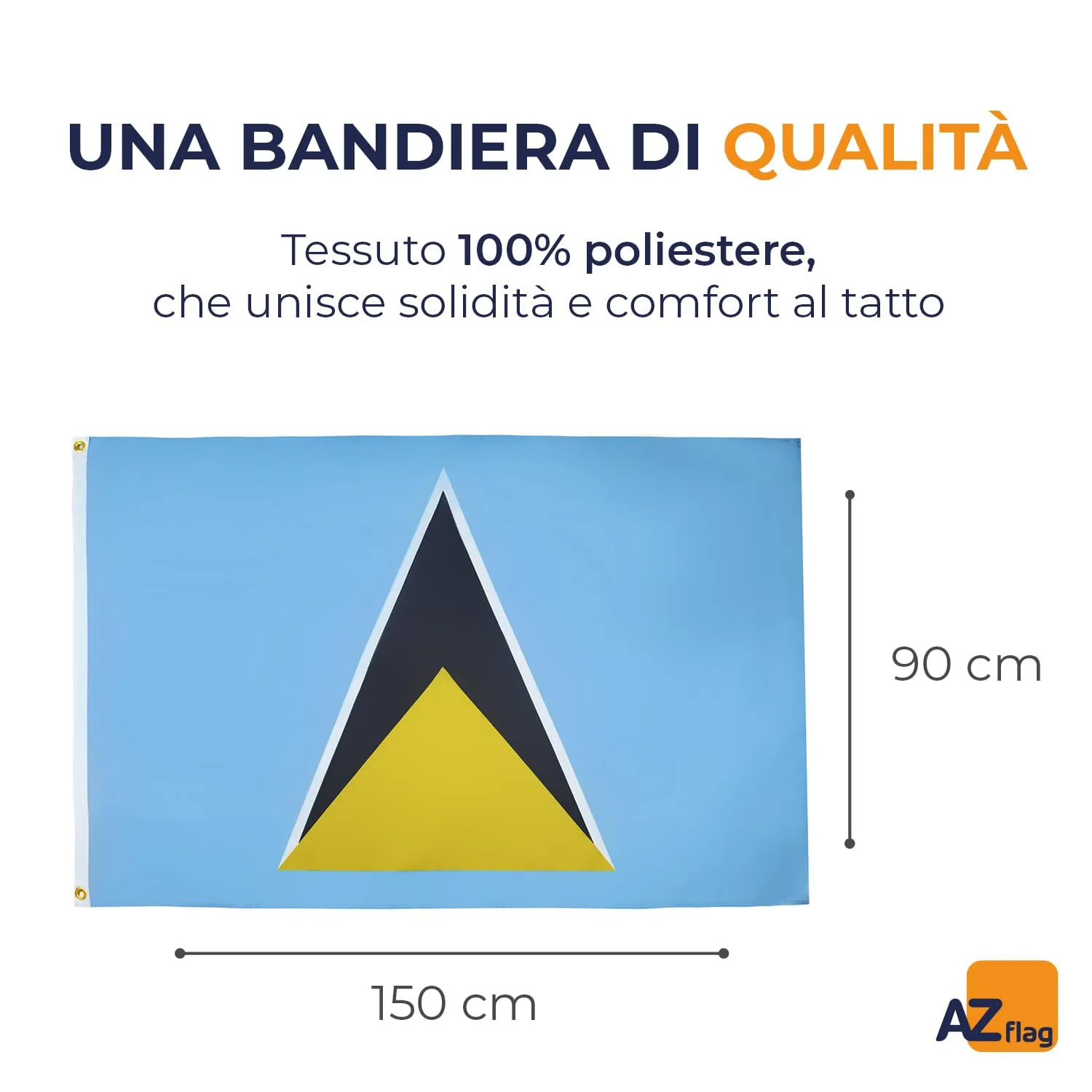 AZ FLAG Bandiera Santa Lucia 150x90 cm Poliestere 100D 2 Occhielli - immagine 2