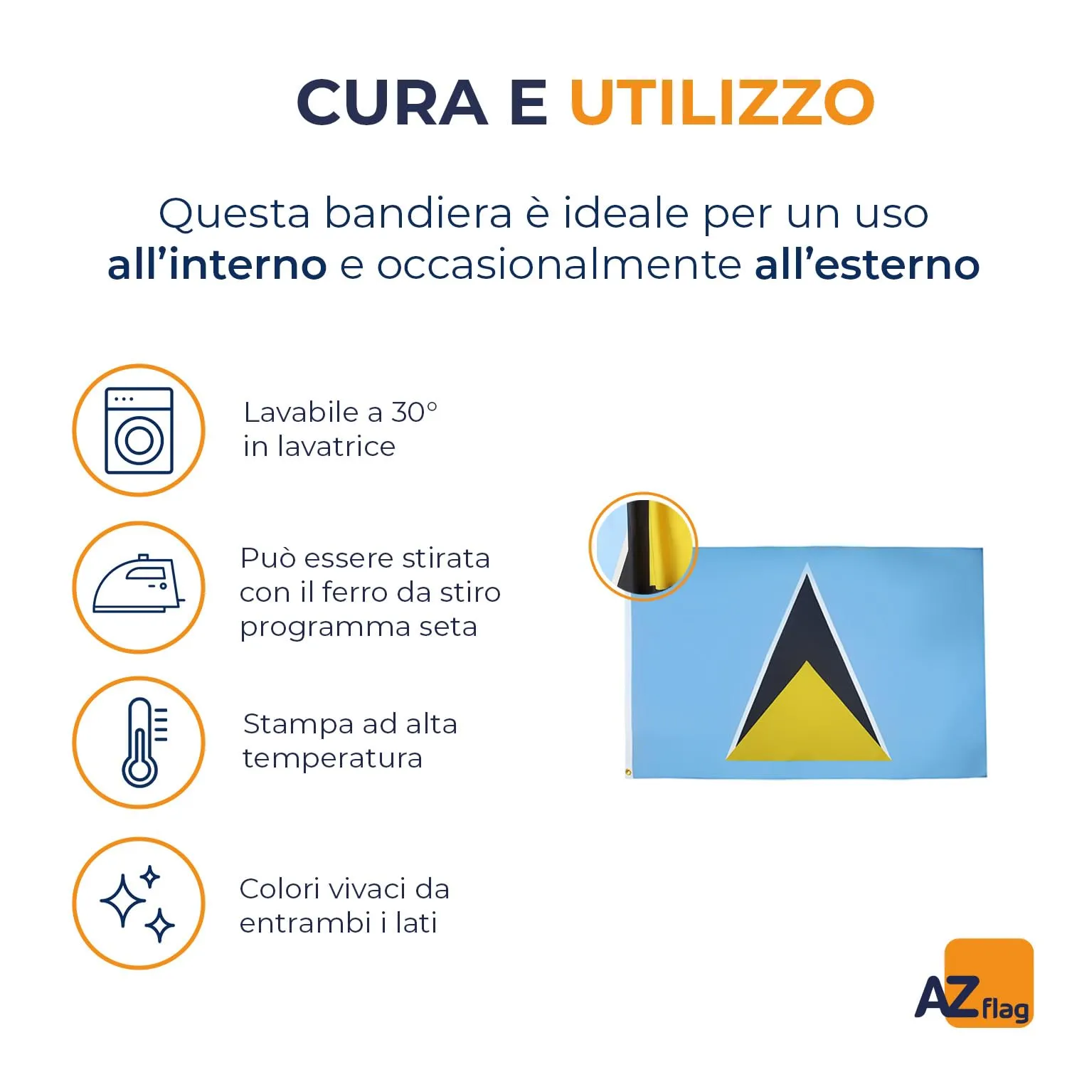 AZ FLAG Bandiera Santa Lucia 150x90 cm Poliestere 100D 2 Occhielli - immagine 5