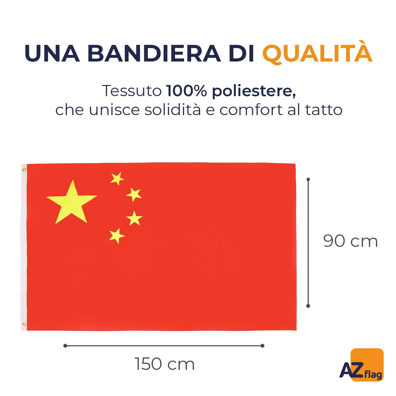 AZ FLAG Bandiera Cina 150x90 cm Poliestere 100D con Occhielli - immagine 2