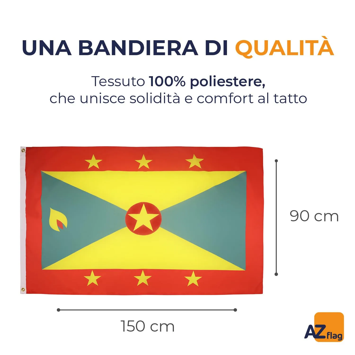 AZ FLAG Bandiera Grenada 150x90 cm Poliestere 100D con 2 Occhielli - immagine 2