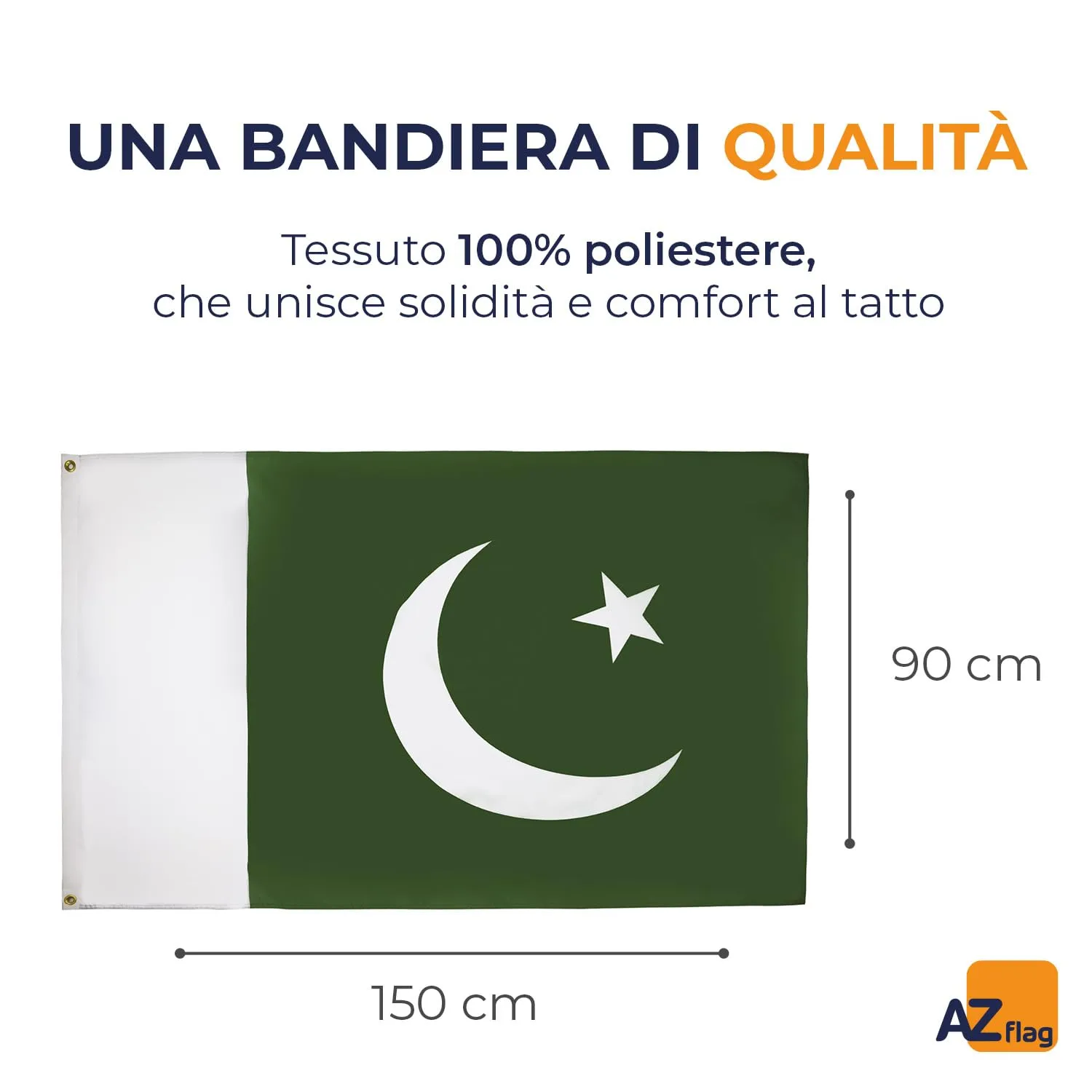 AZ FLAG Bandiera Pakistan 150x90 cm Poliestere 100D con 2 Occhielli - immagine 2