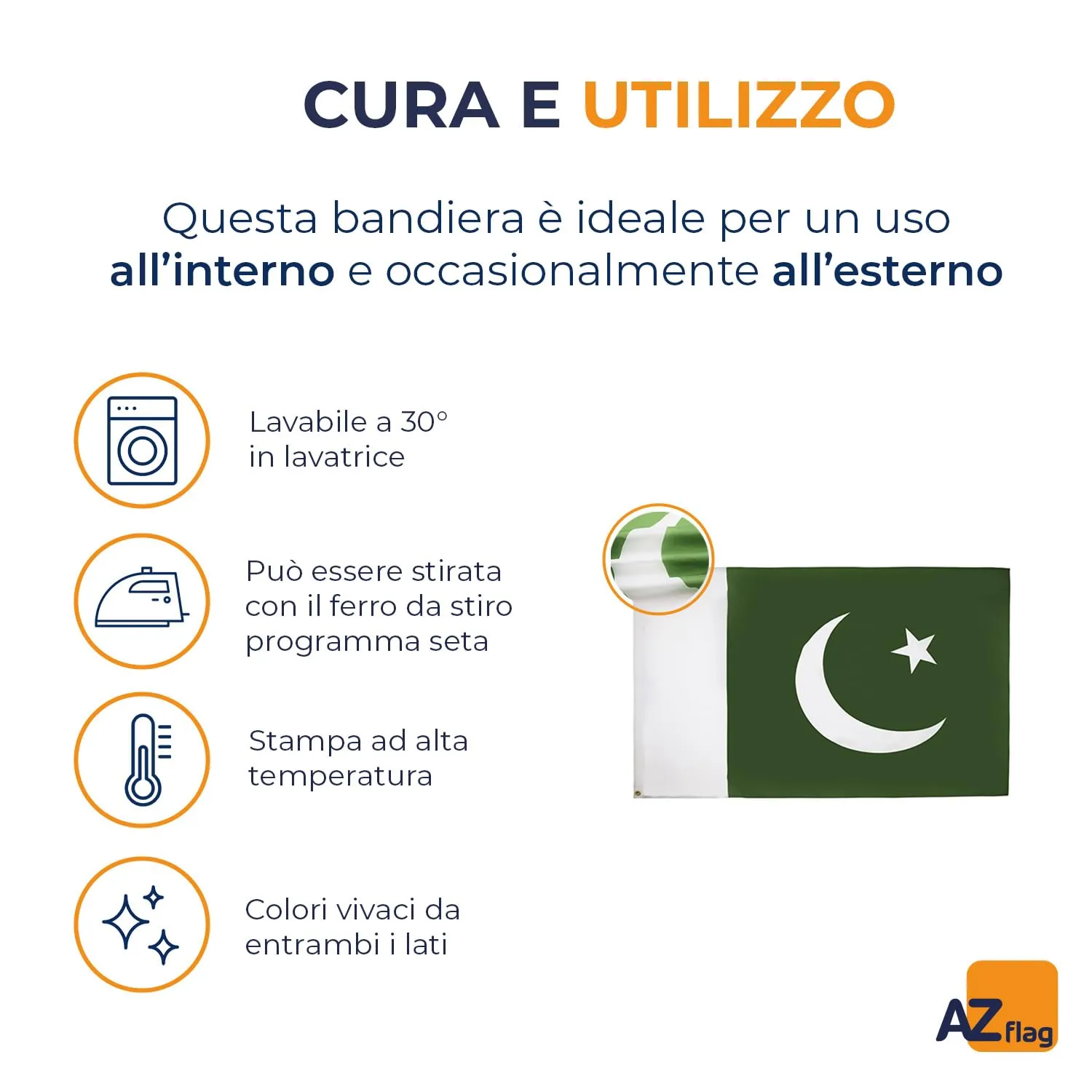 AZ FLAG Bandiera Pakistan 150x90 cm Poliestere 100D con 2 Occhielli - immagine 5