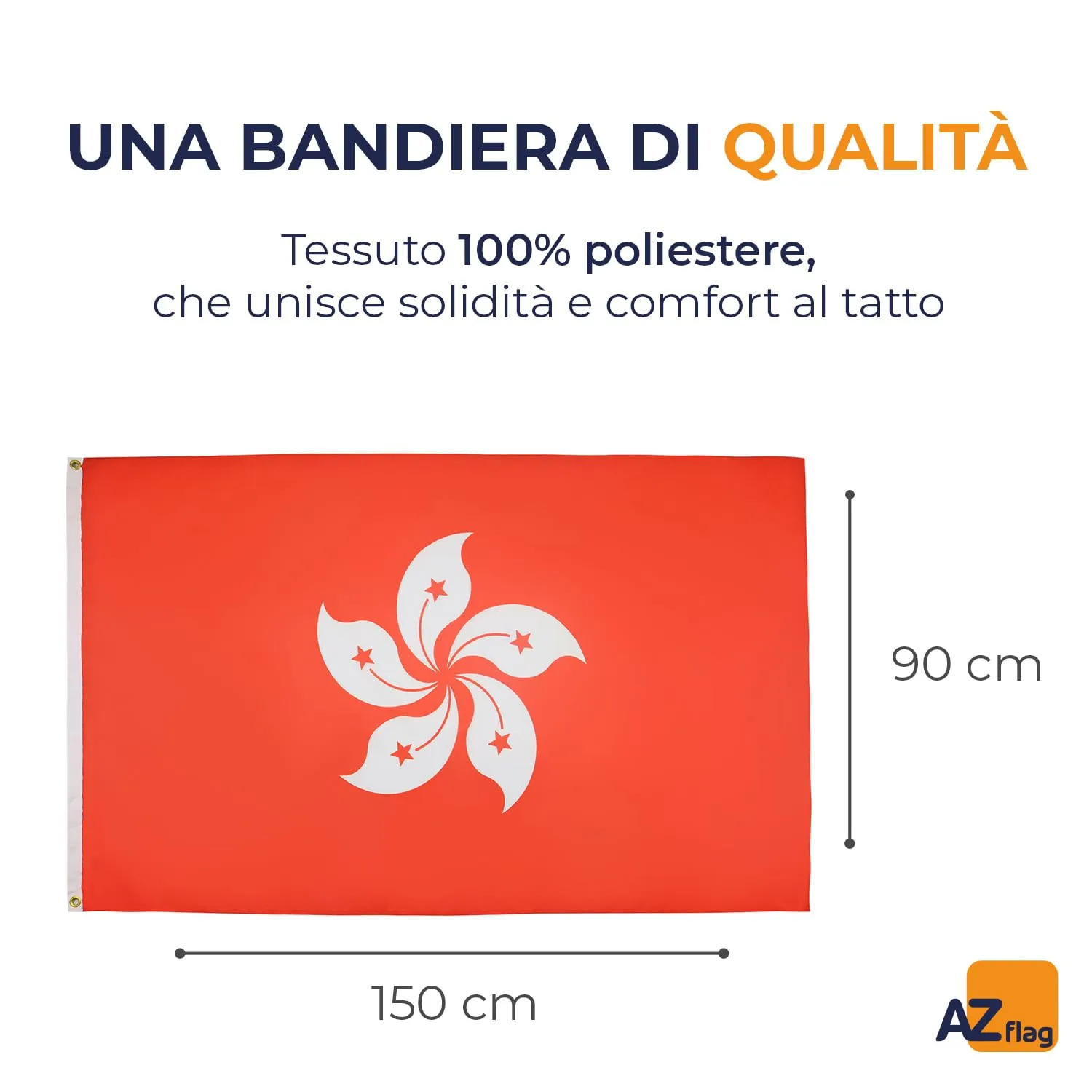 AZ FLAG Bandiera Hong Kong 150x90 cm Poliestere 100D con 2 Occhielli - immagine 3
