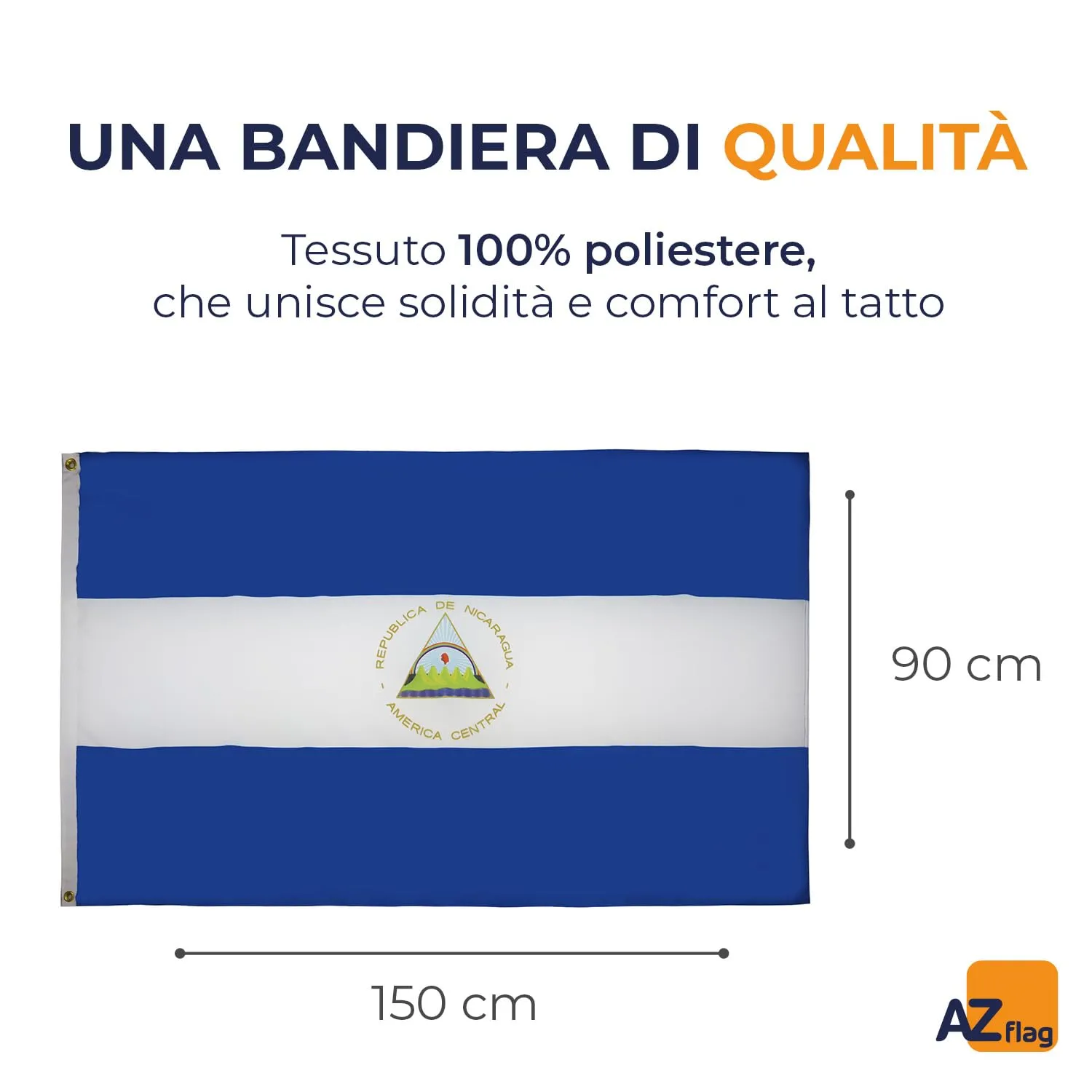 AZ FLAG Bandiera Nicaragua 150x90 cm Poliestere 100D 2 Occhielli - immagine 2