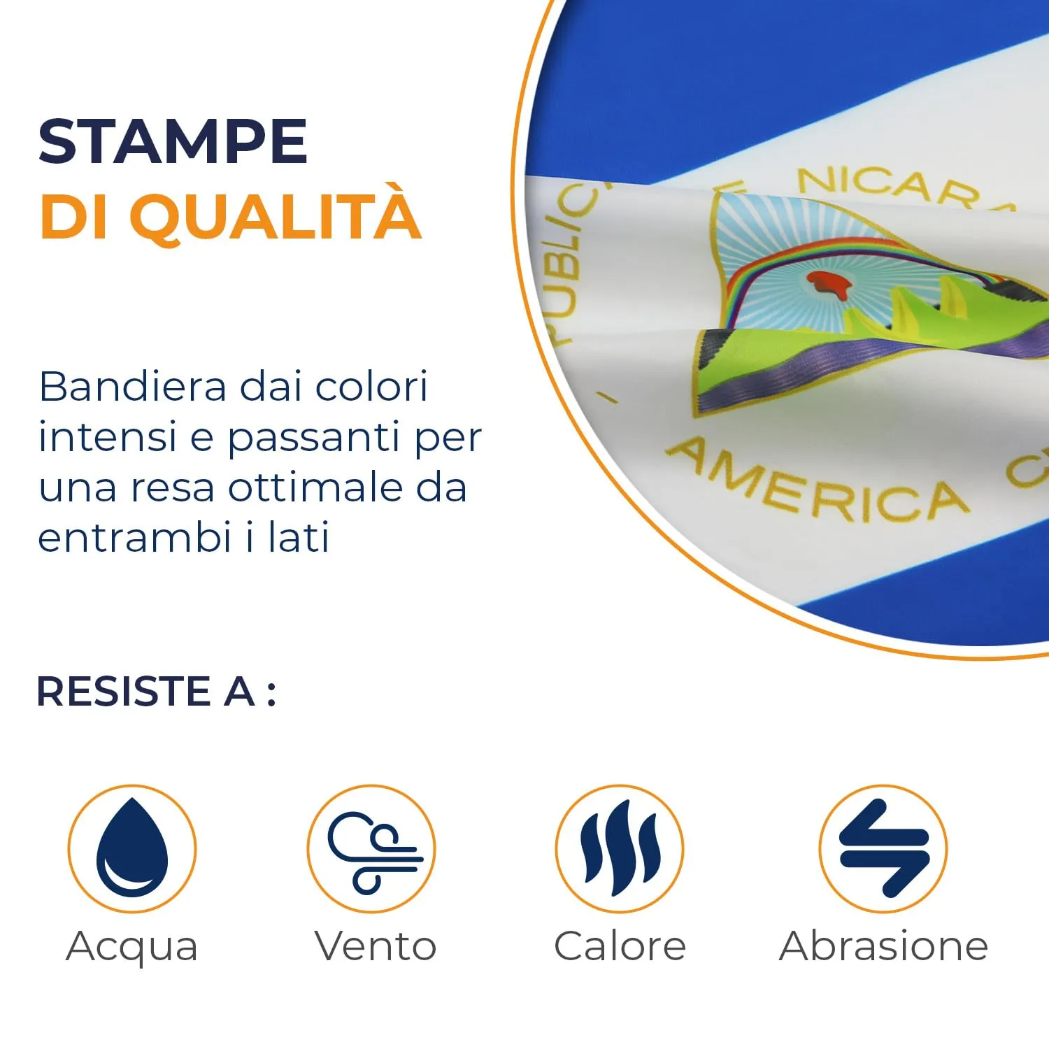 AZ FLAG Bandiera Nicaragua 150x90 cm Poliestere 100D 2 Occhielli - immagine 3