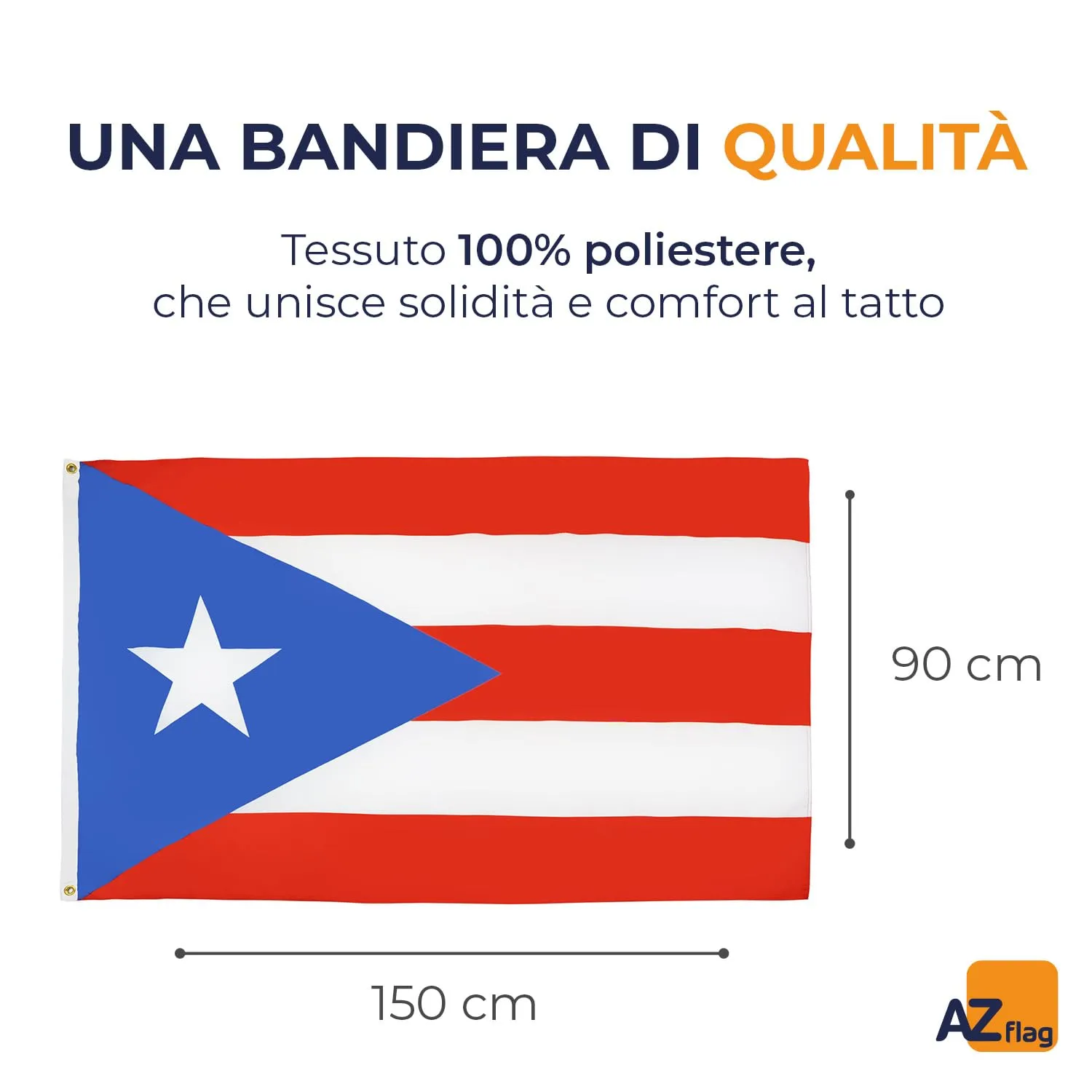 AZ FLAG Bandiera Porto Rico, 150x90 cm, Poliestere 100D, 2 Occhielli - immagine 2