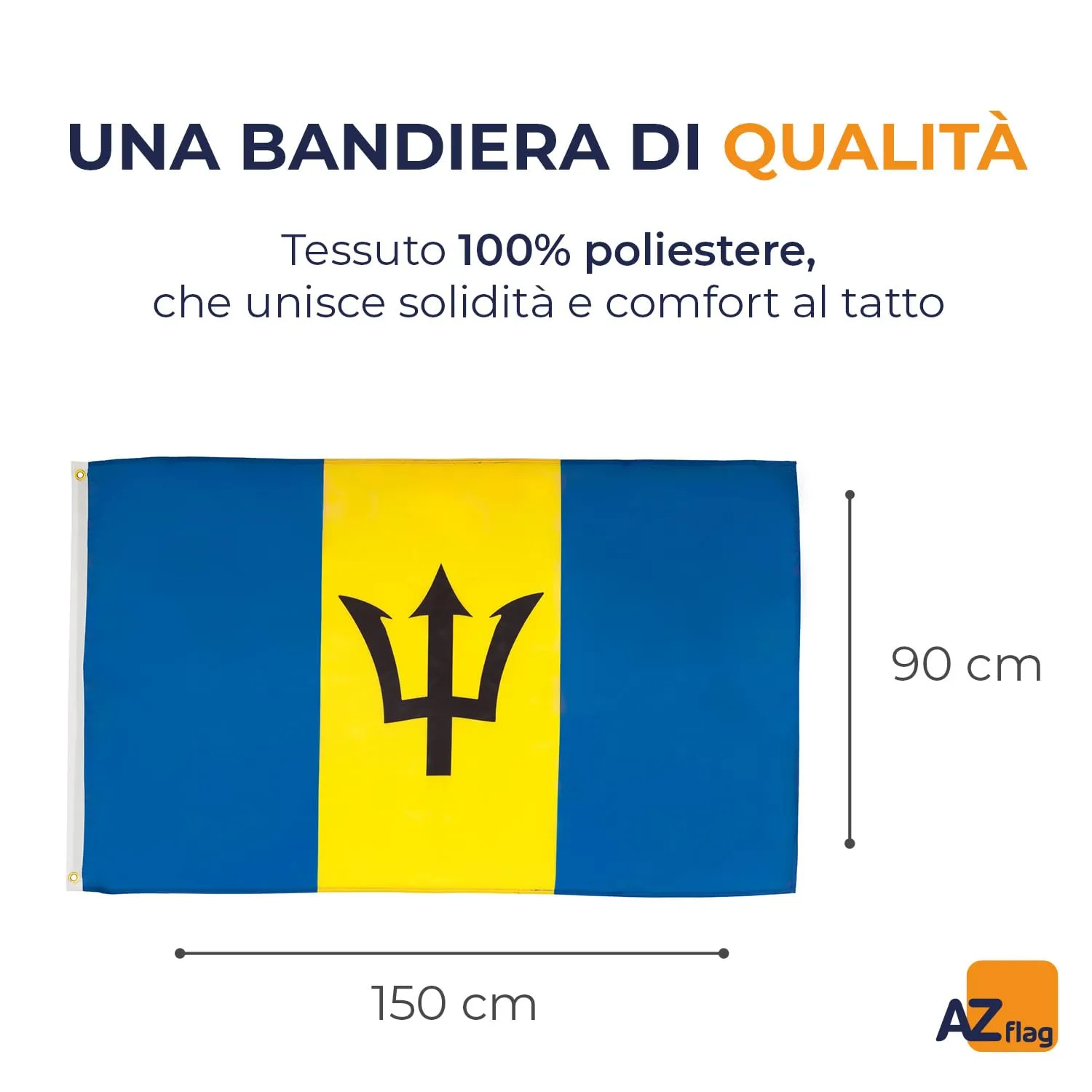 AZ FLAG Bandiera Barbados 150x90 cm Poliestere 100D con 2 Occhielli - immagine 2