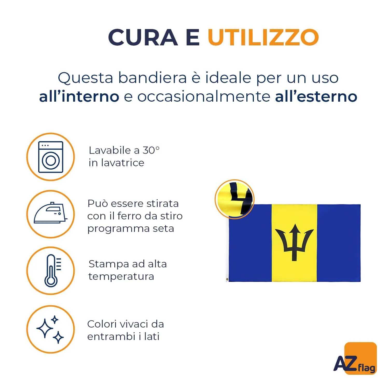 AZ FLAG Bandiera Barbados 150x90 cm Poliestere 100D con 2 Occhielli - immagine 5