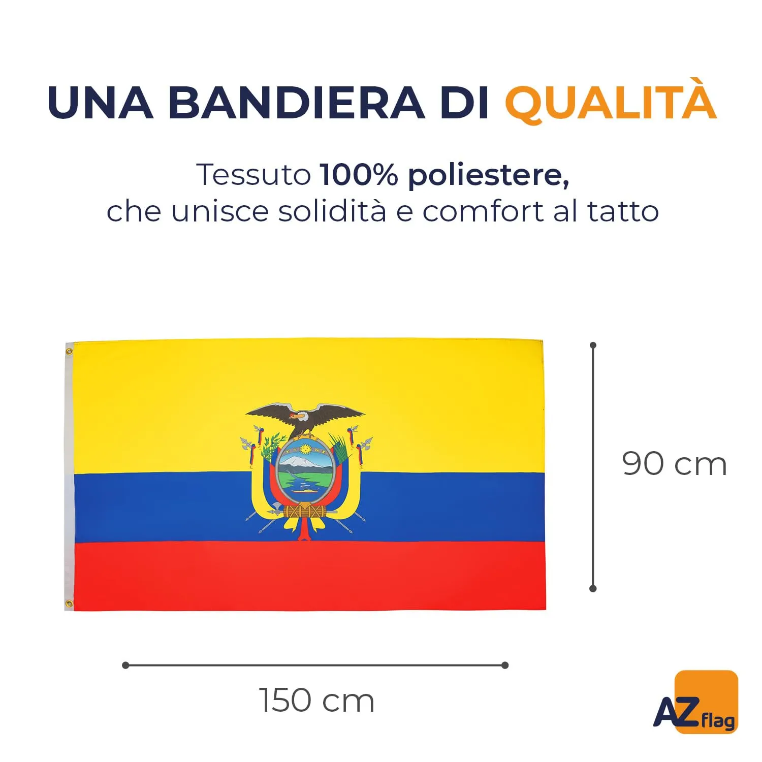 AZ FLAG Bandiera Ecuador 150x90 cm Poliestere 100D - immagine 2