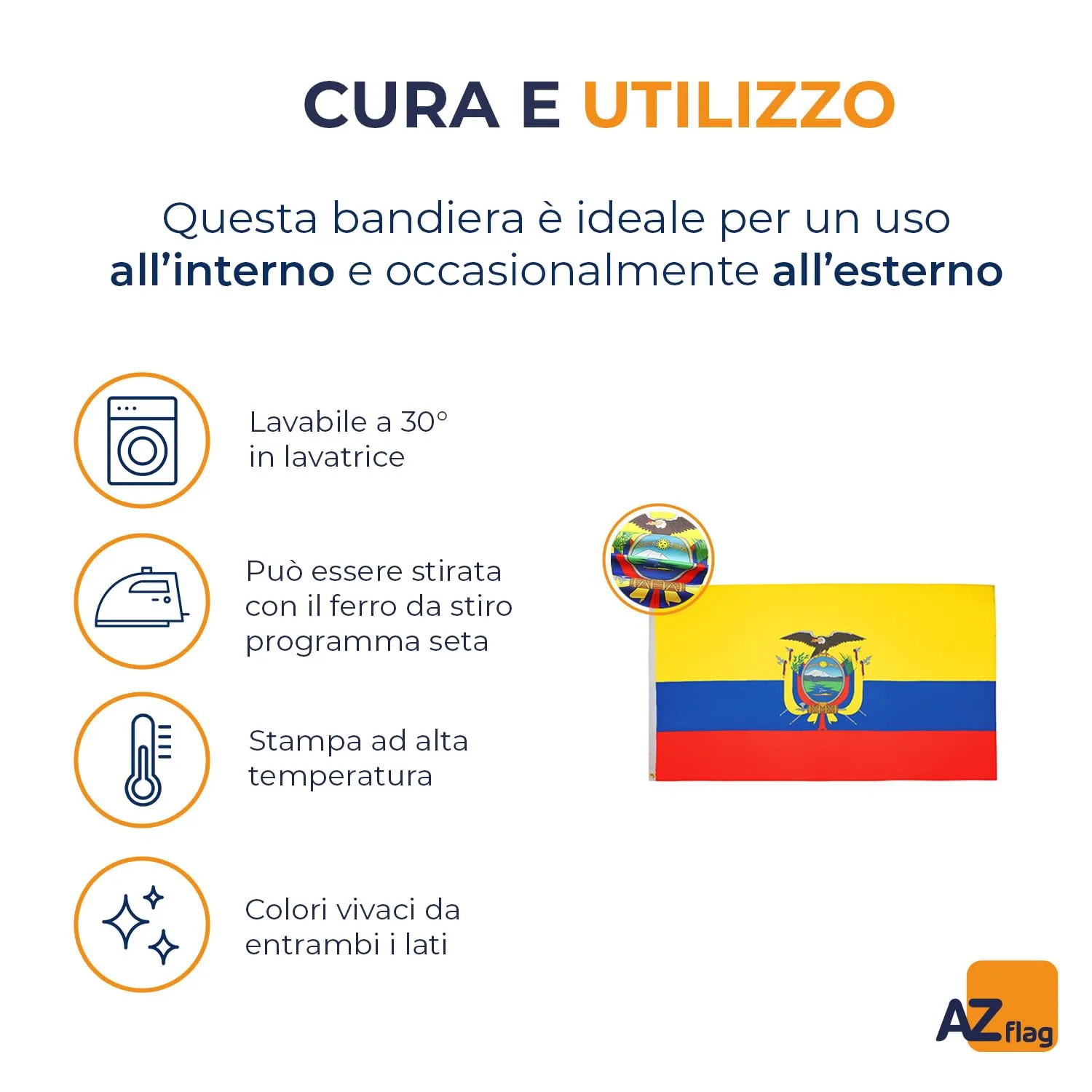AZ FLAG Bandiera Ecuador 150x90 cm Poliestere 100D - immagine 5