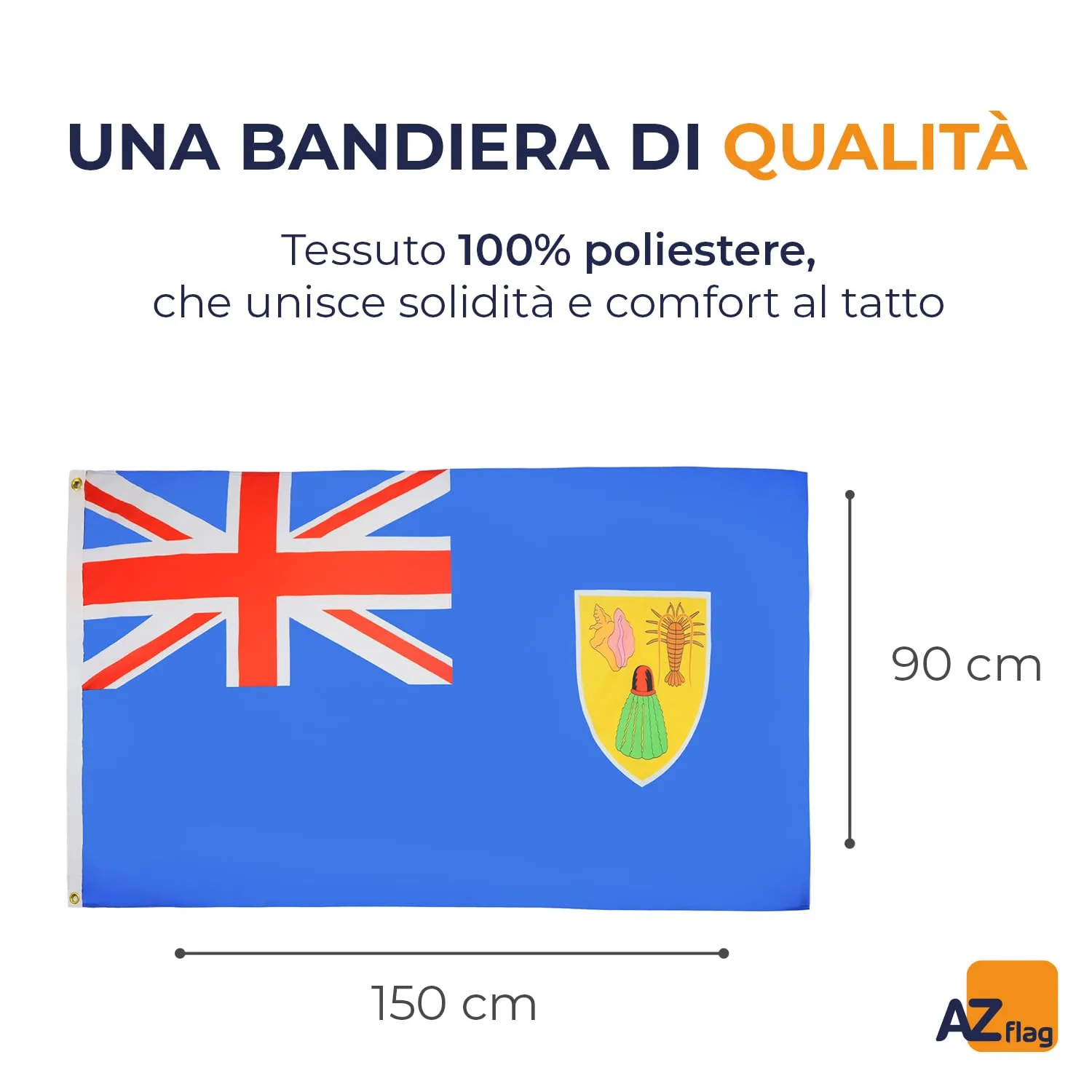 AZ FLAG Bandiera Isole Turche e Caicche 150x90 cm con 2 Occhielli - immagine 2