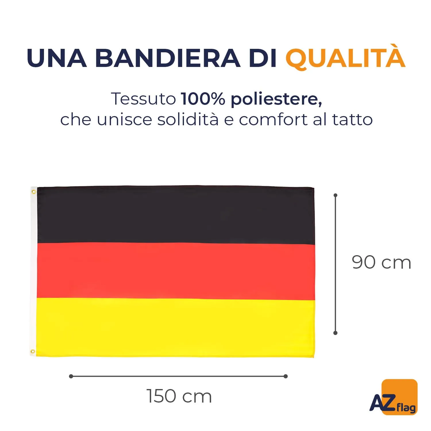 AZ FLAG Bandiera Germania 150x90 cm Poliestere Leggero con 2 Occhielli - immagine 2