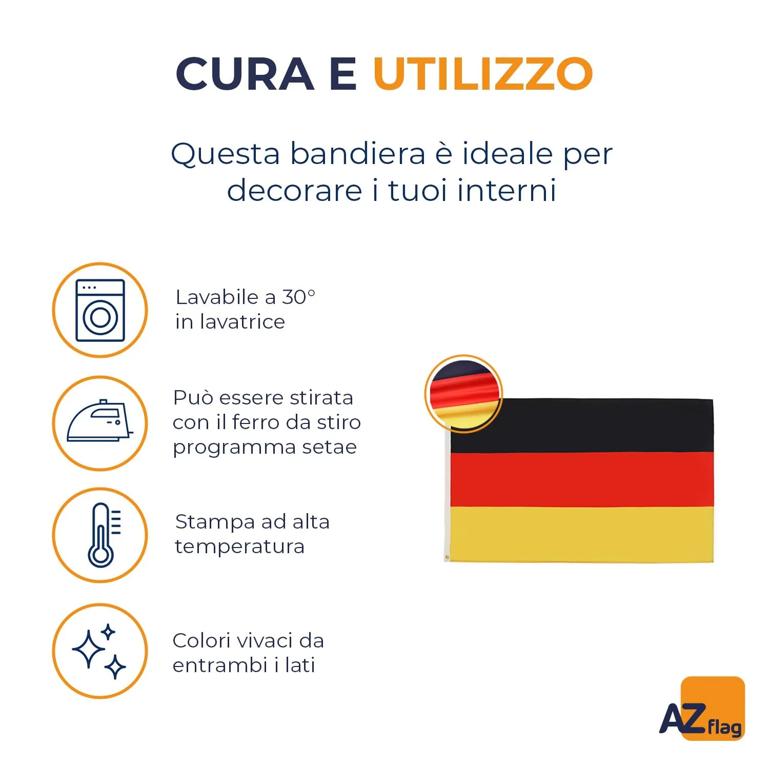 AZ FLAG Bandiera Germania 150x90 cm Poliestere Leggero con 2 Occhielli - immagine 5