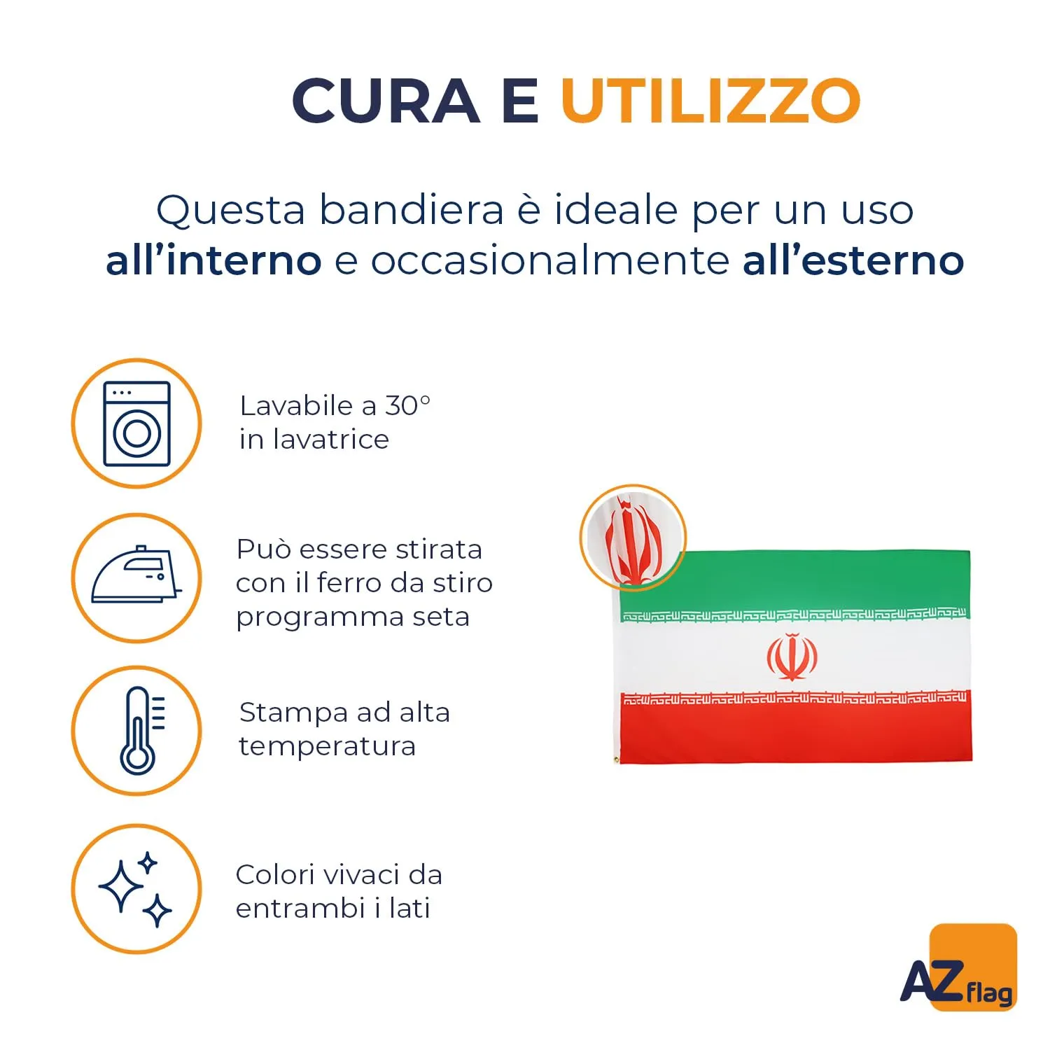 AZ FLAG Bandiera Iran 90x60 cm Poliestere 100D con 2 Occhielli - immagine 5