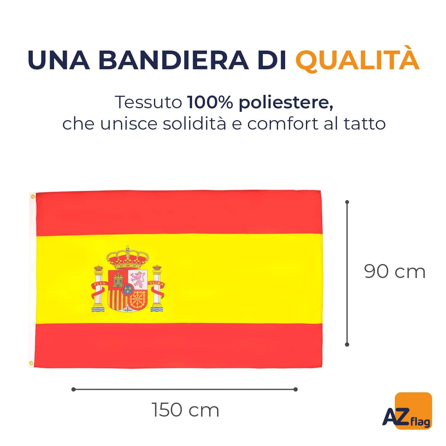 AZ FLAG Bandiera Spagna, 150x90 cm, Poliestere Leggero con 2 Occhielli - immagine 2