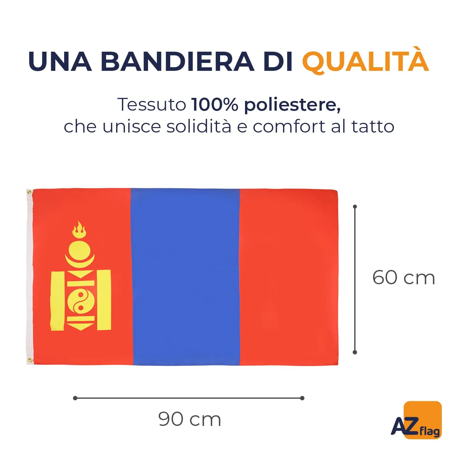 AZ FLAG Bandiera Mongolia 90x60 cm Poliestere 100D con 2 Occhielli - immagine 2