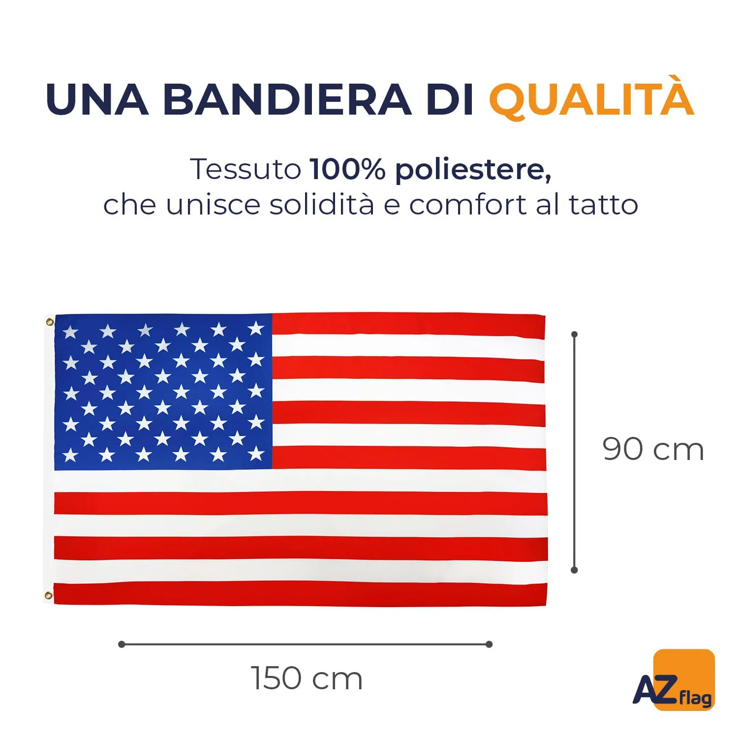 AZ FLAG Bandiera Stati Uniti 150x90 cm Poliestere 100D con 2 Occhielli - immagine 3