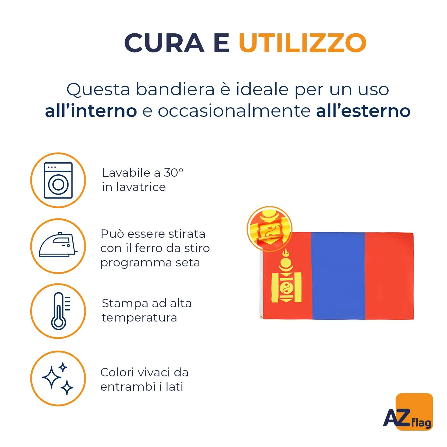 AZ FLAG Bandiera Mongolia 150x90 cm Poliestere 100D con 2 Occhielli - immagine 5