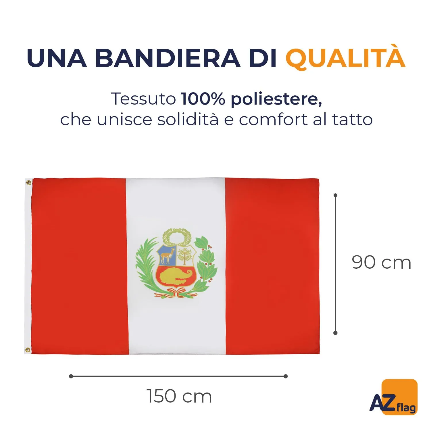 AZ FLAG Bandiera Perù 150x90 cm Poliestere 100D con 2 Occhielli - immagine 2