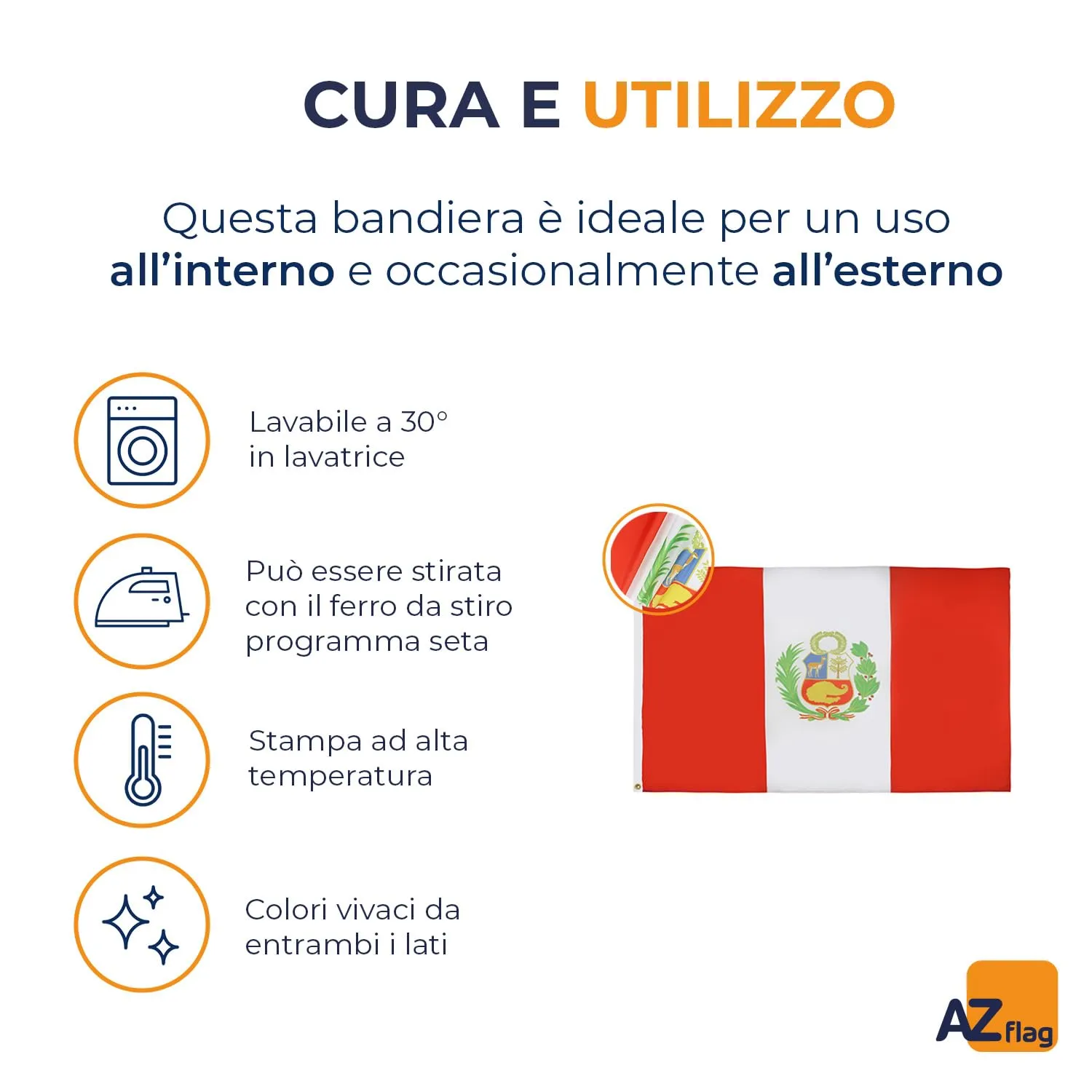 AZ FLAG Bandiera Perù 150x90 cm Poliestere 100D con 2 Occhielli - immagine 5