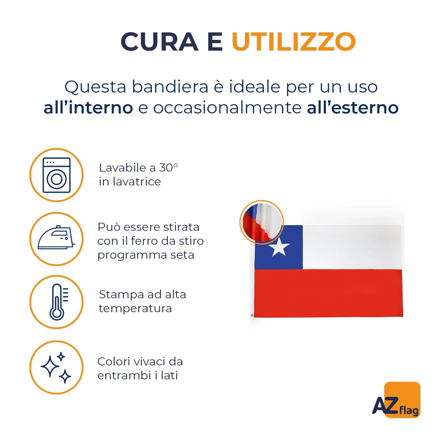 AZ FLAG Bandiera Cile 150x90 cm Poliestere 100D 2 Occhielli - immagine 5
