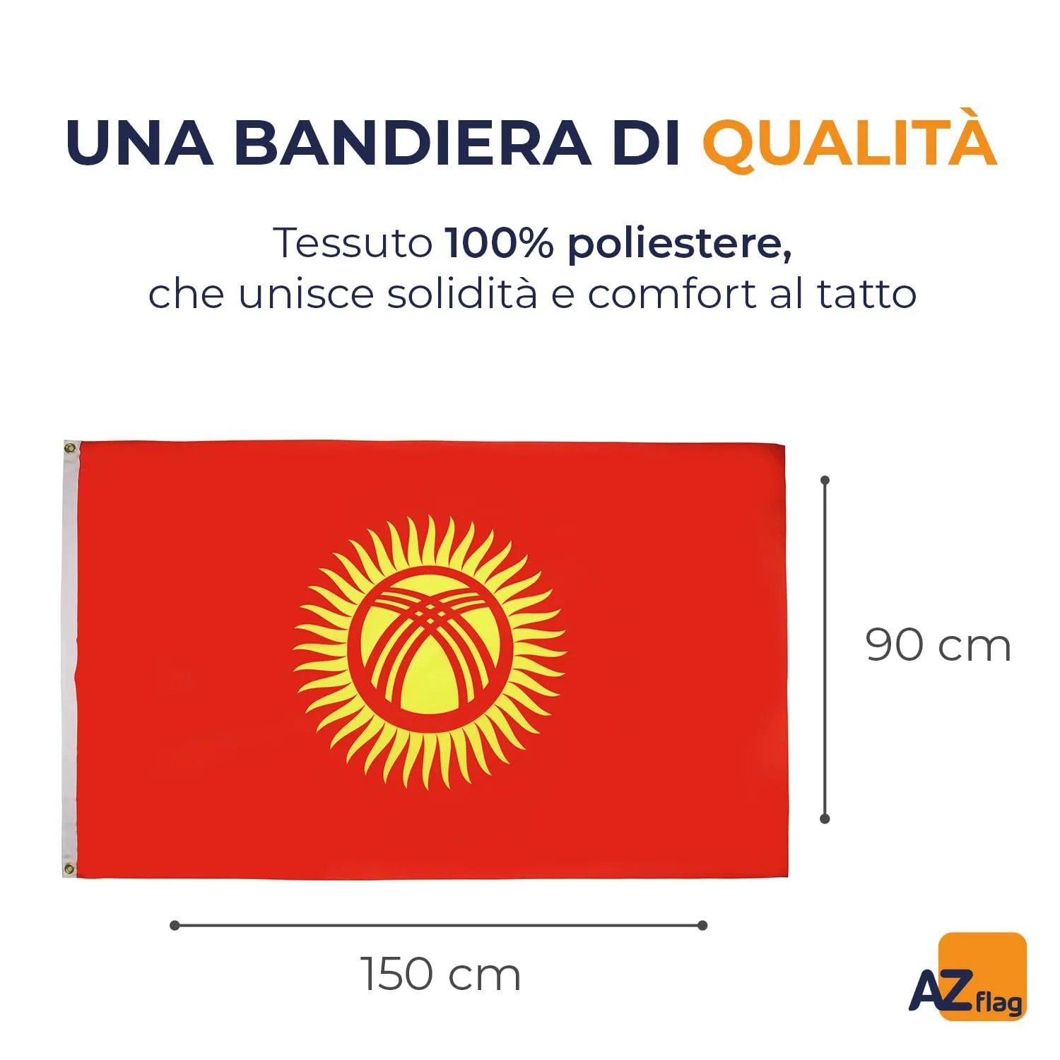 AZ FLAG Bandiera Kirghizistan 150x90 cm Poliestere 100D - immagine 2