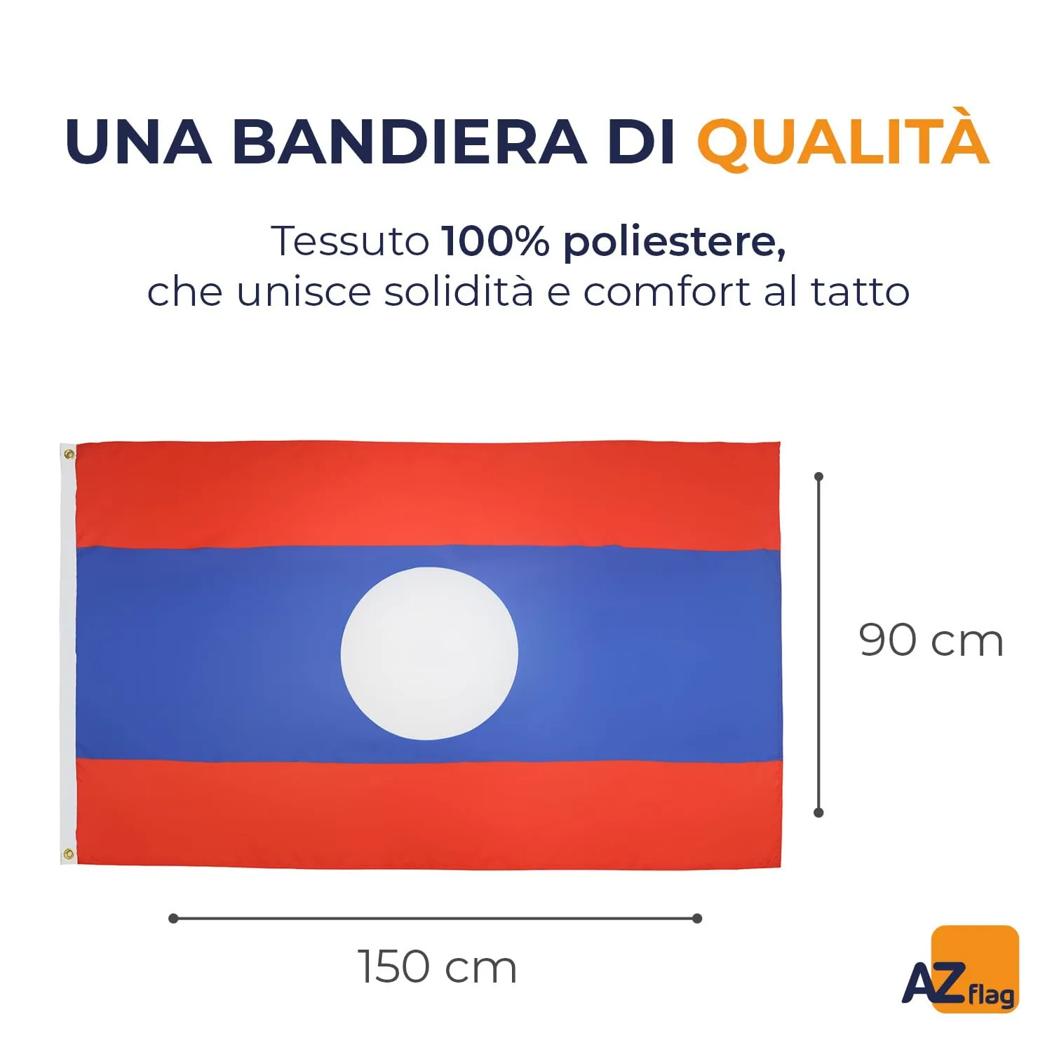 AZ FLAG Bandiera Laos 150x90 cm Poliestere 100D con 2 Occhielli - immagine 2