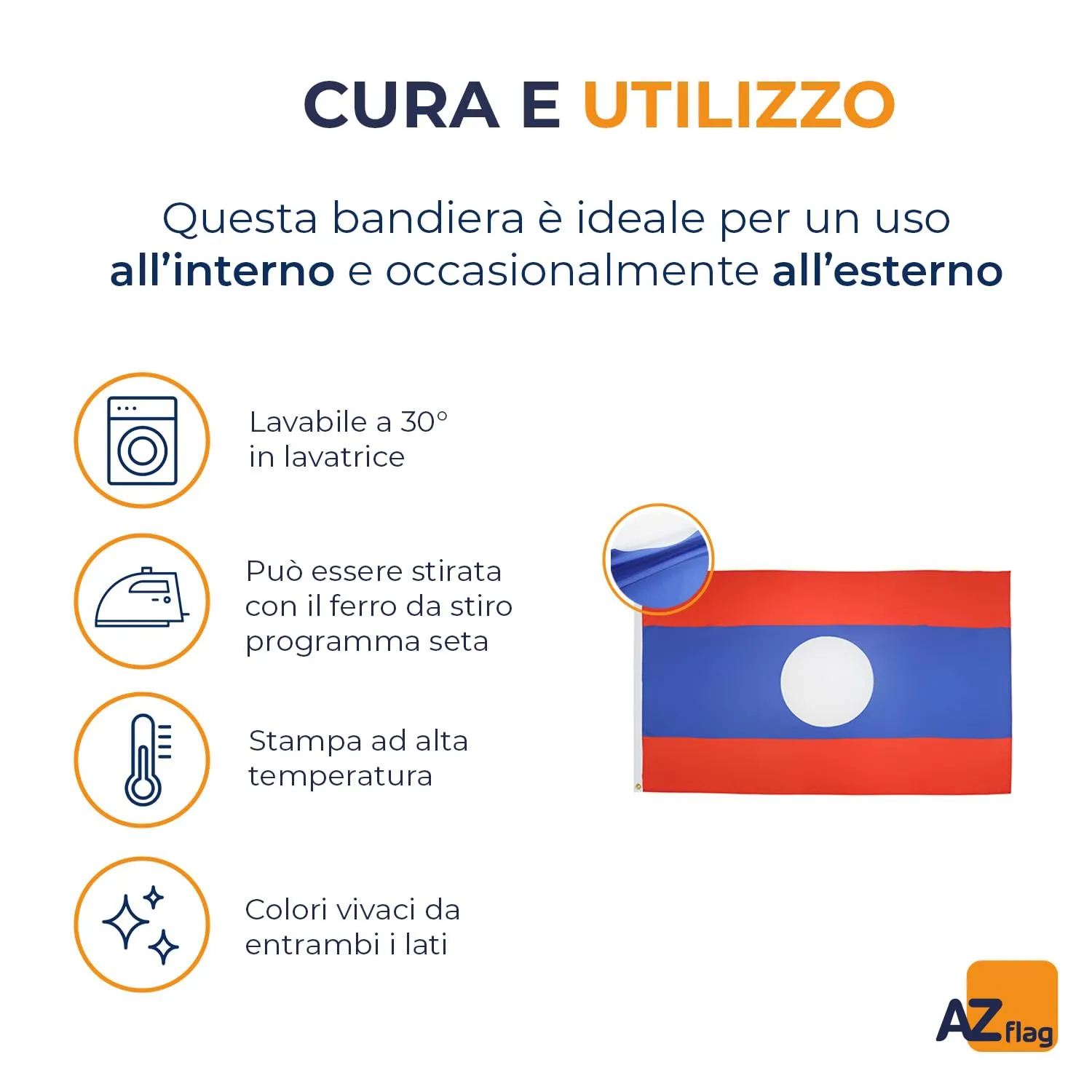 AZ FLAG Bandiera Laos 150x90 cm Poliestere 100D con 2 Occhielli - immagine 6