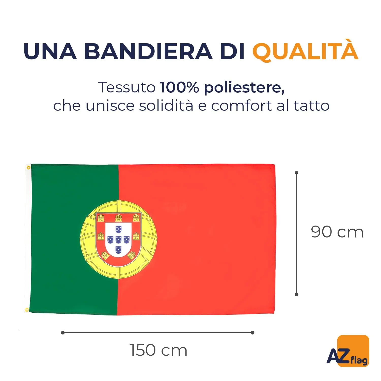 AZ FLAG Bandiera Portogallo 150x90 cm Poliestere Leggero con 2 Occhielli - immagine 2
