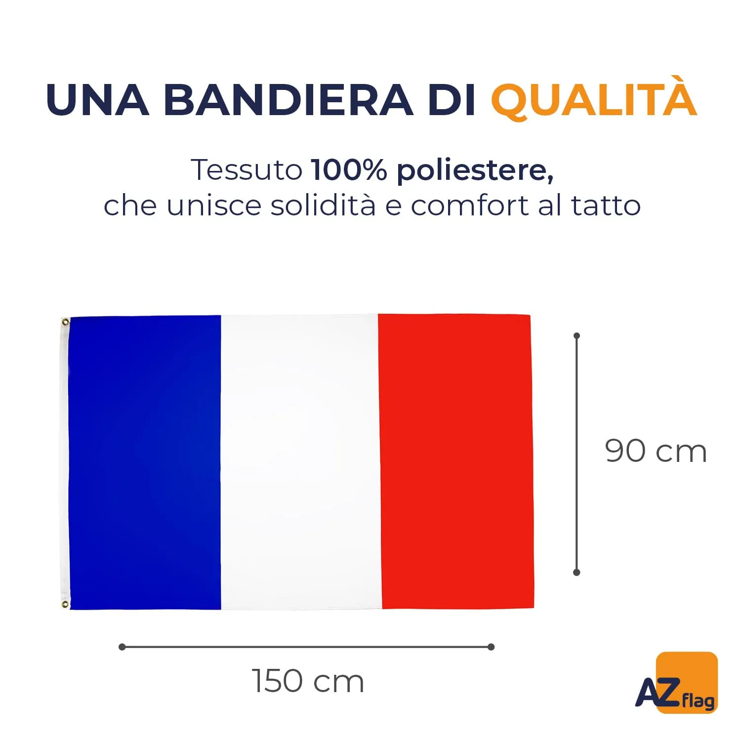 AZ FLAG Bandiera Francia 150x90 cm in Poliestere leggero con 2 Occhielli - immagine 2