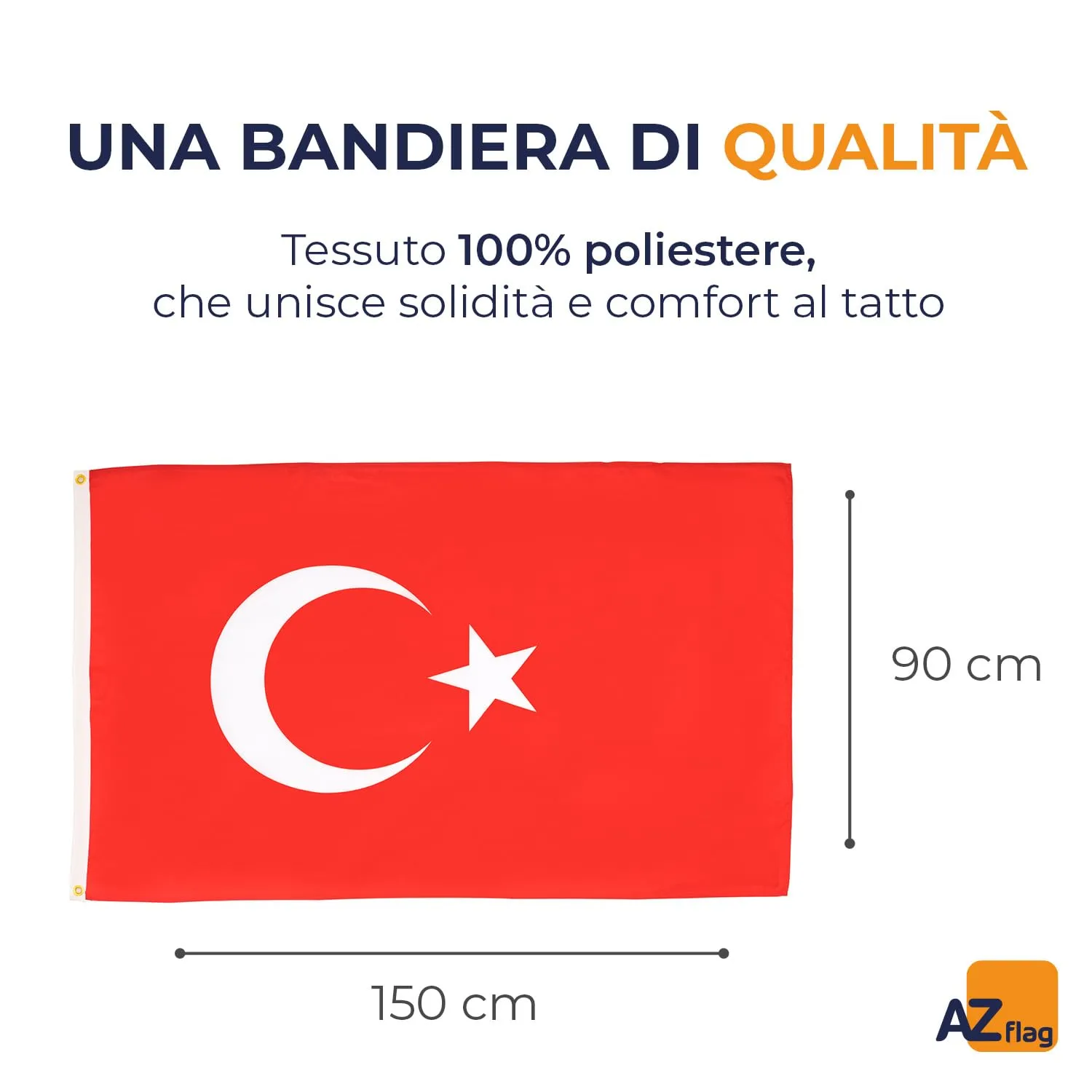 AZ FLAG Bandiera Turchia 150x90 cm in Poliestere Leggero con 2 Occhielli - immagine 2