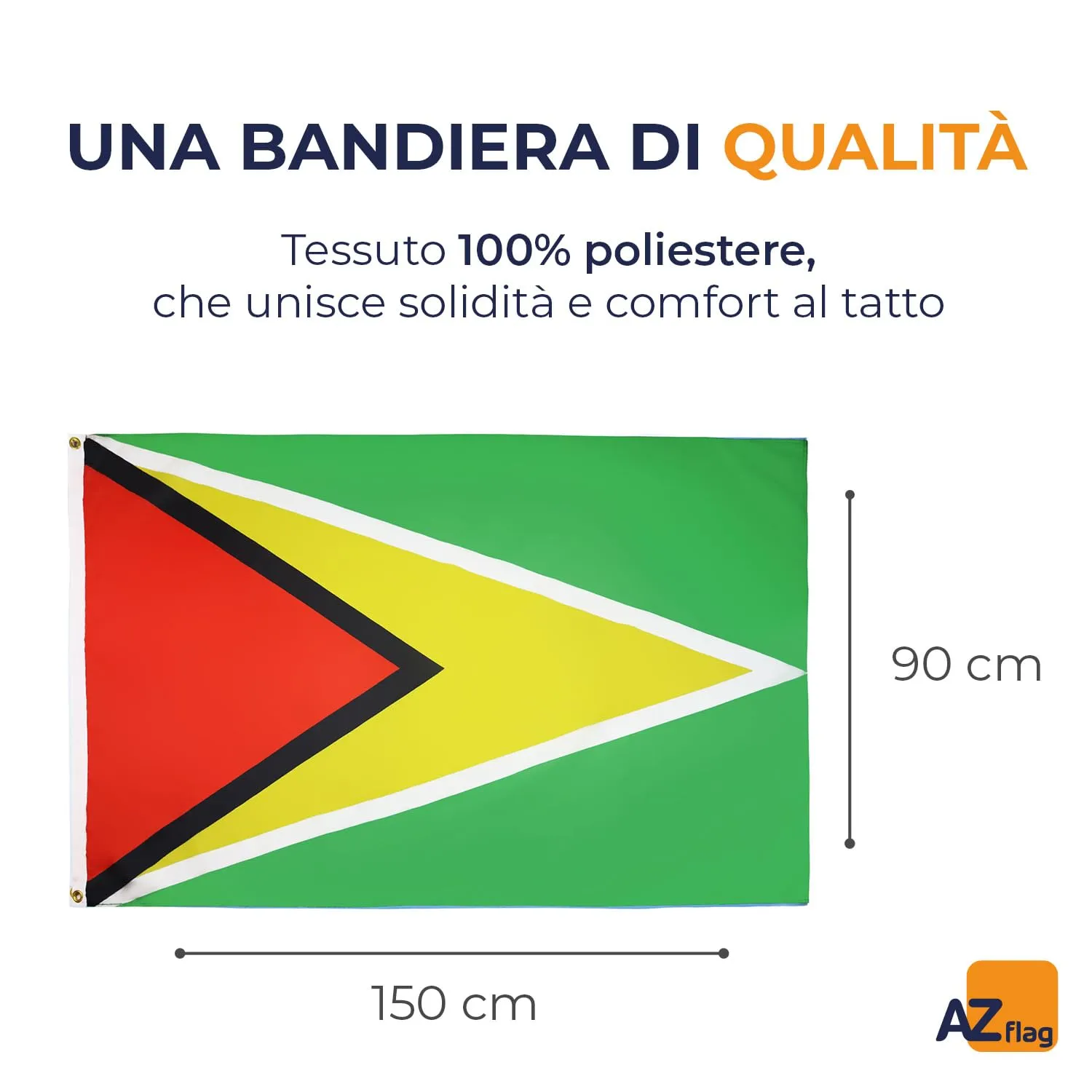 AZ FLAG Bandiera Guyana 150x90 cm Poliestere 100D 2 Occhielli - immagine 2