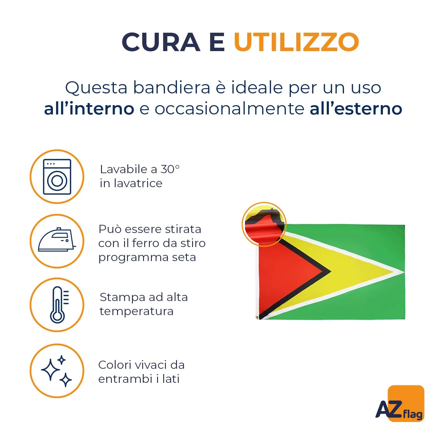 AZ FLAG Bandiera Guyana 150x90 cm Poliestere 100D 2 Occhielli - immagine 5