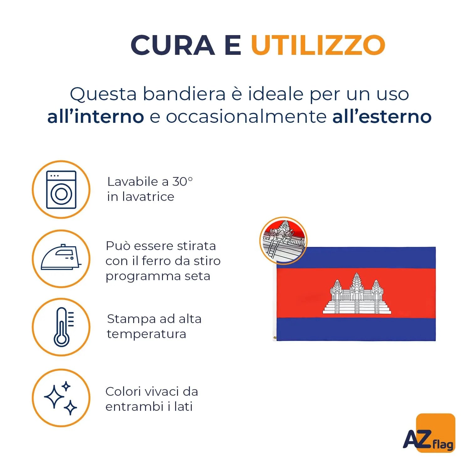 AZ FLAG Bandiera Cambogia 90x60 cm Poliestere 100D con 2 Occhielli - immagine 6