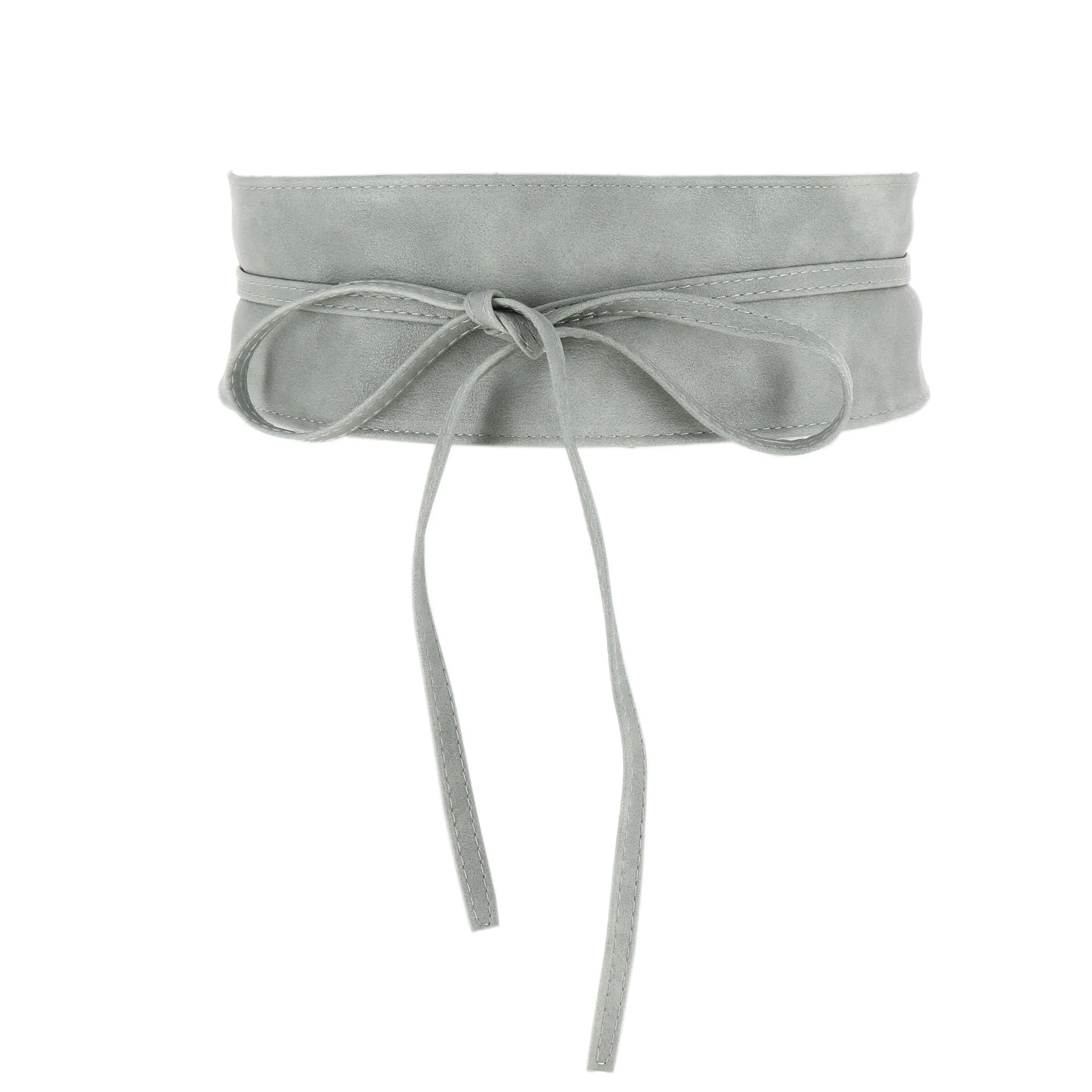 FASHIONGEN Cintura Obi da donna in similpelle, Grigio chiaro, L-XL - immagine 1