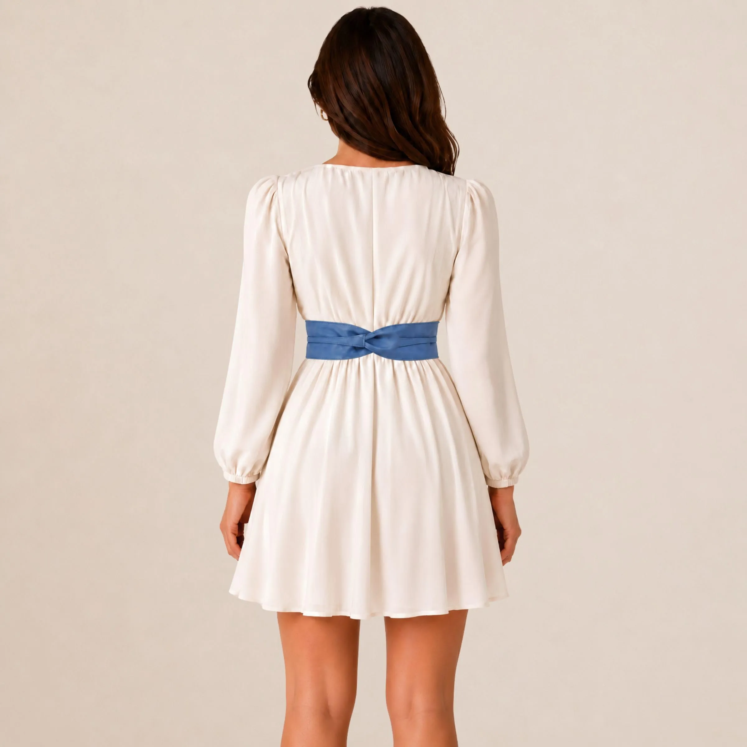 FASHIONGEN Cintura Obi da donna in similpelle, Ciano, L-XL - immagine 3