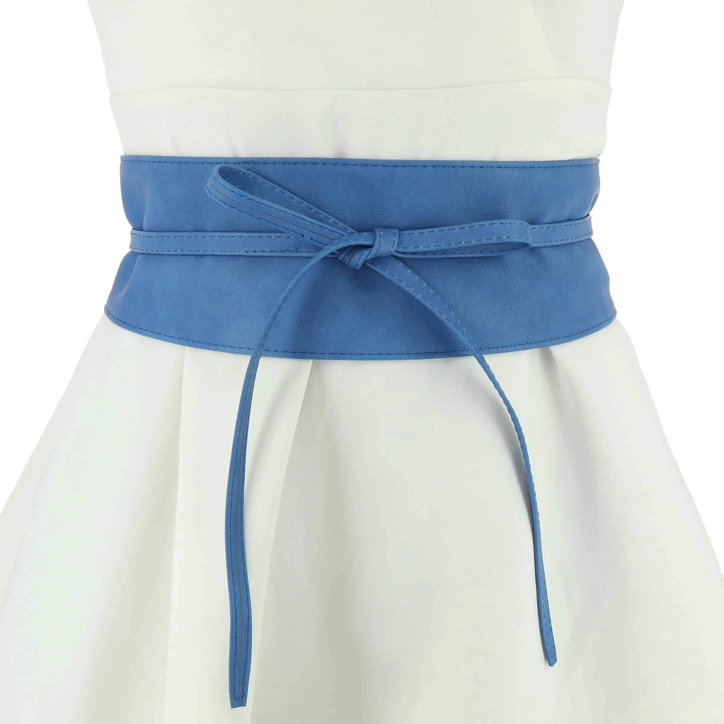 FASHIONGEN Cintura Obi da donna in similpelle, Ciano, L-XL - immagine 4