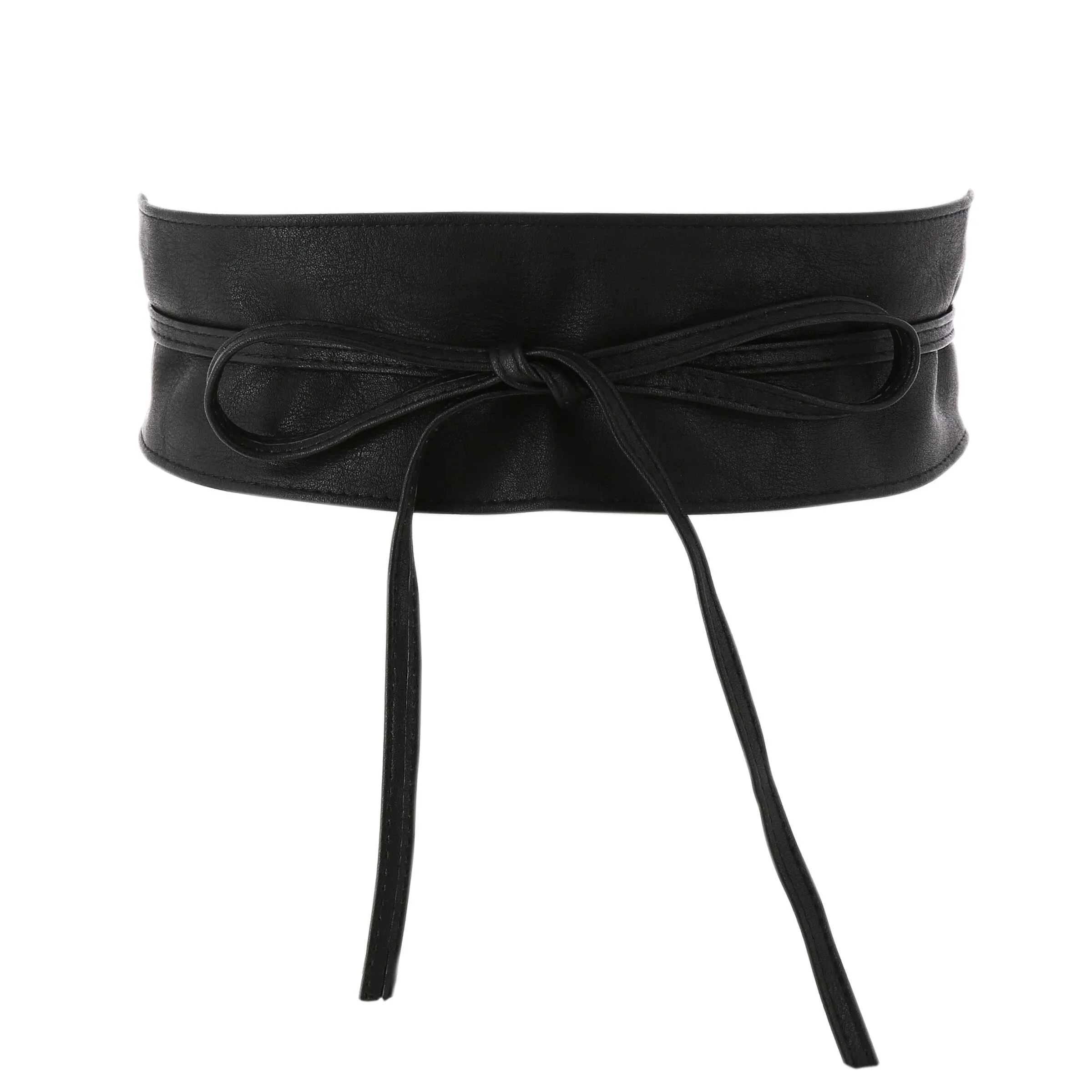 FASHIONGEN Cintura Obi da donna in similpelle, Nero, L-XL - immagine 1