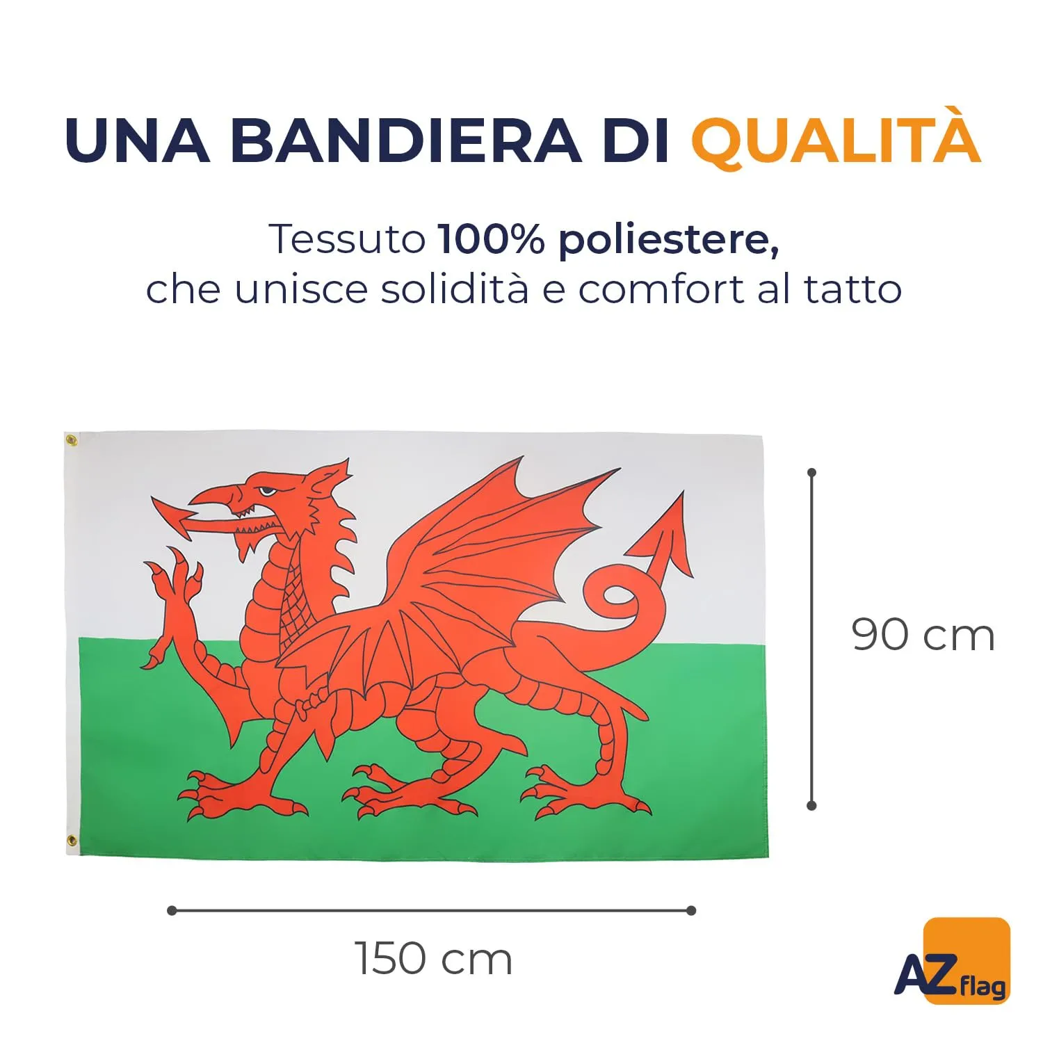 AZ FLAG Bandiera Galles 150x90 cm Poliestere Leggero con Occhielli - immagine 2