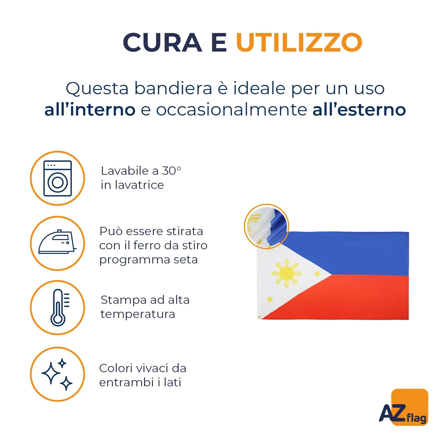 AZ FLAG Bandiera Filippine 150x90 cm Poliestere 100D con 2 Occhielli - immagine 5