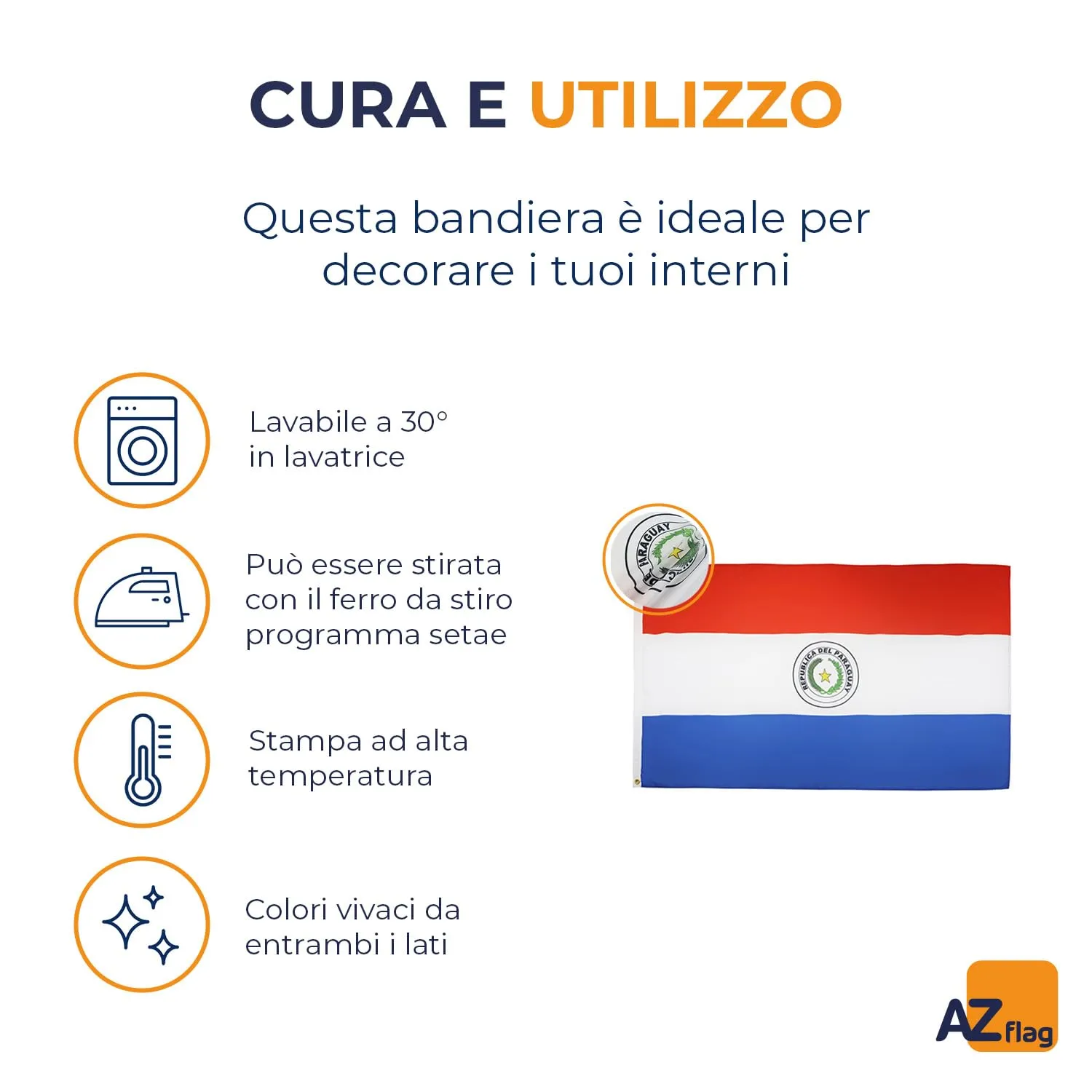 AZ FLAG Bandiera Paraguay 150x90 cm Poliestere Leggero con Occhielli - immagine 5
