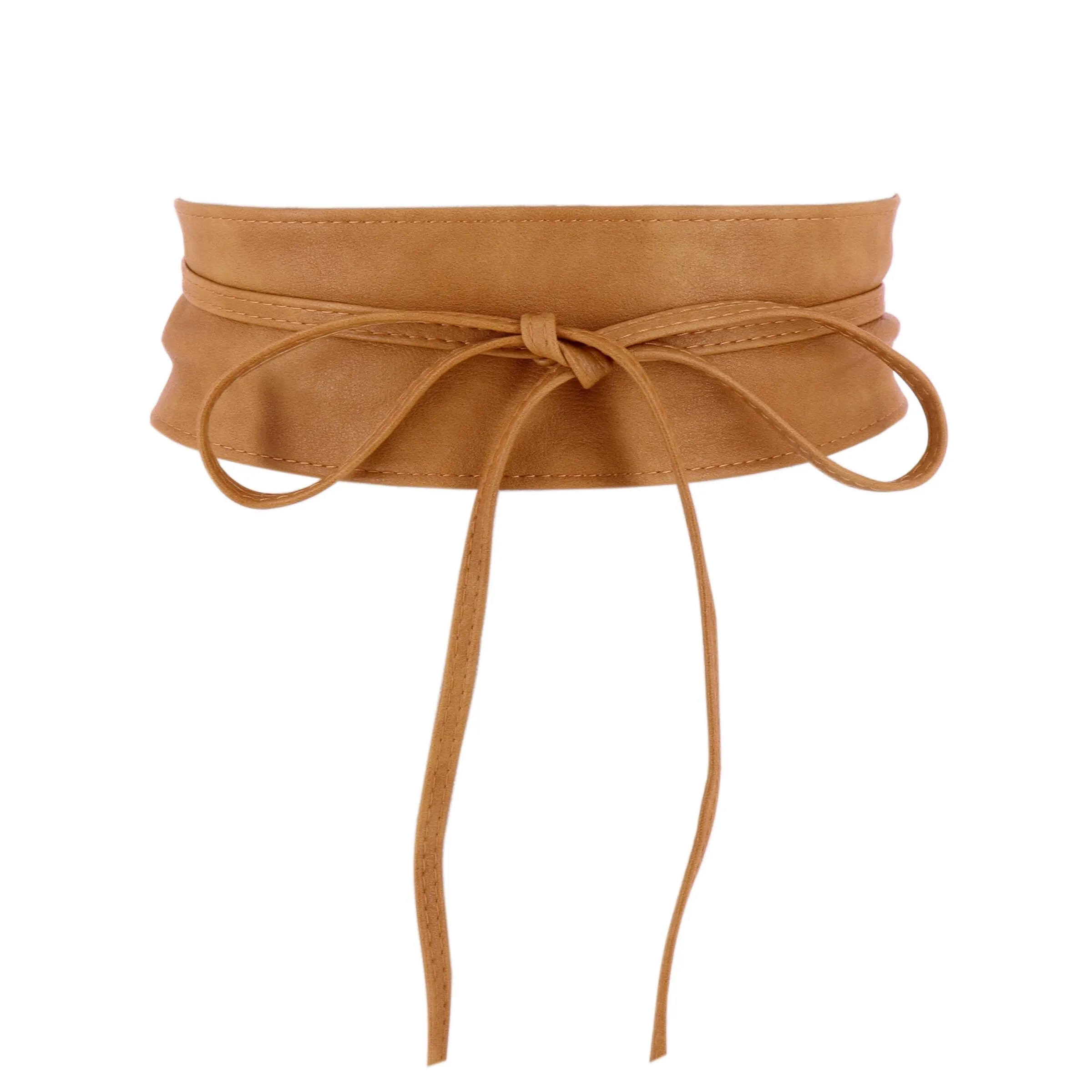FASHIONGEN Cintura Obi da donna in similpelle, Cammello chiaro, L-XL - immagine 1
